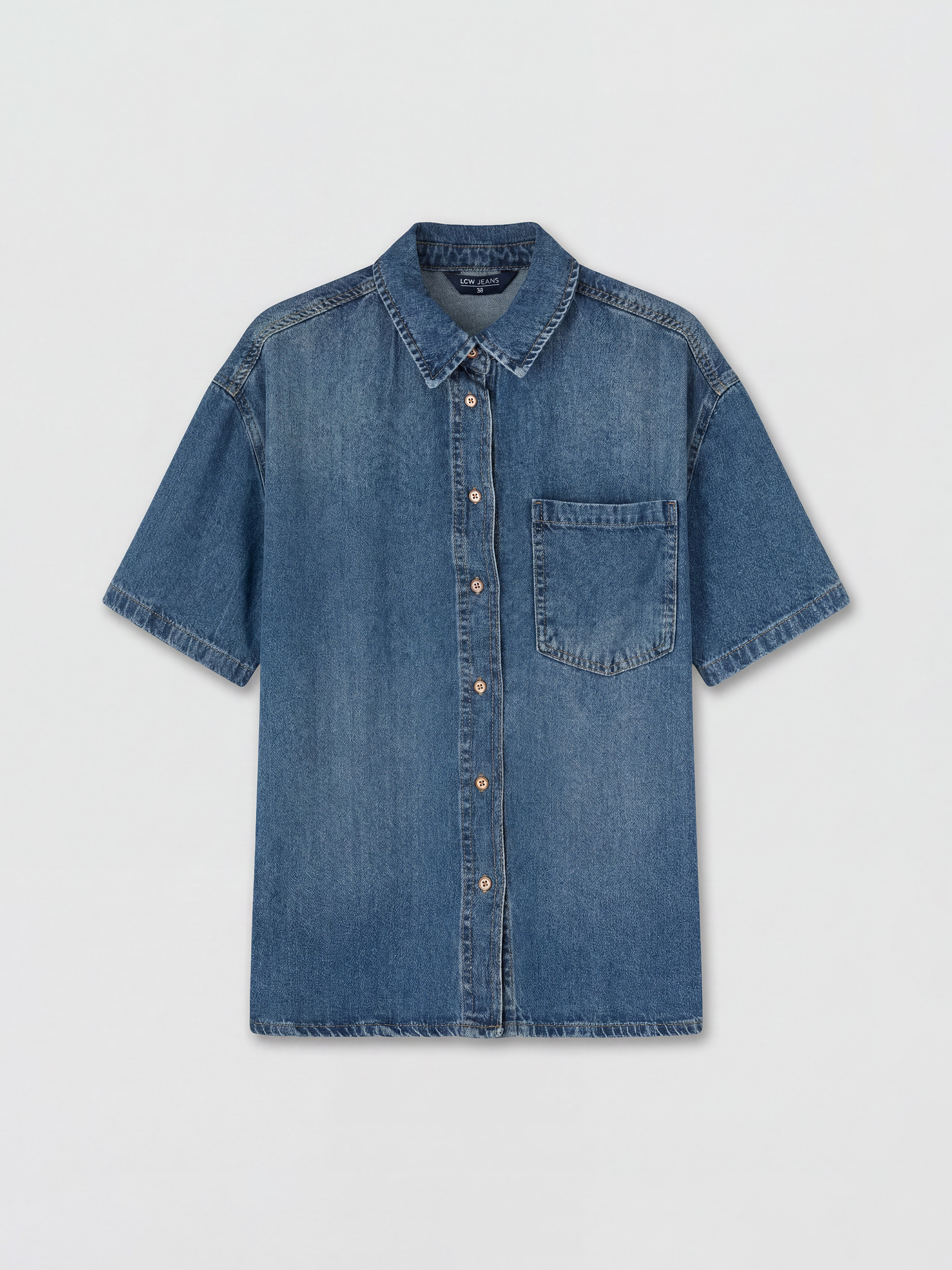 LCW Vision Oversize Kadın Jean Gömlek görsel 6