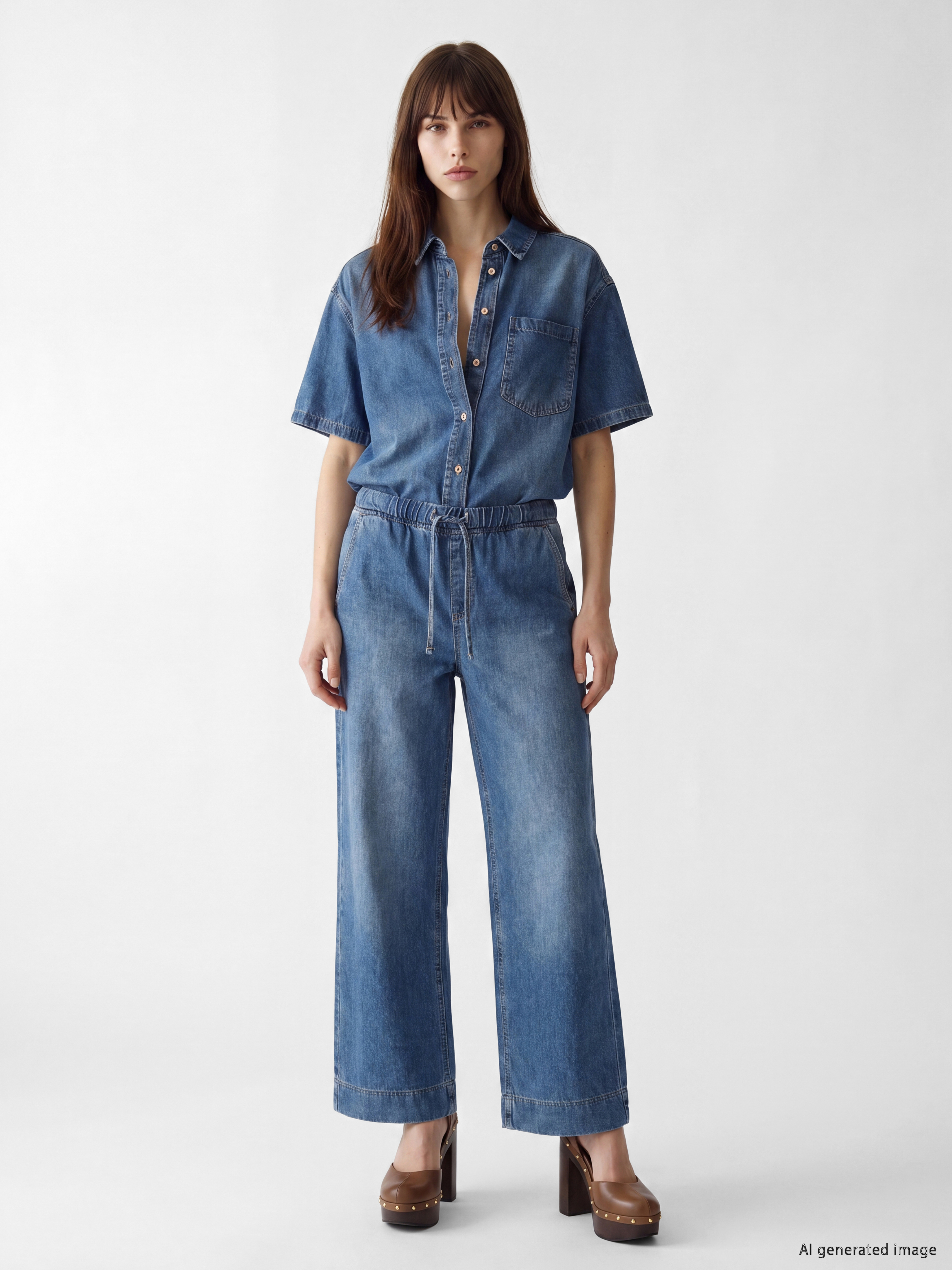 LCW Vision Oversize Kadın Jean Gömlek görsel 2