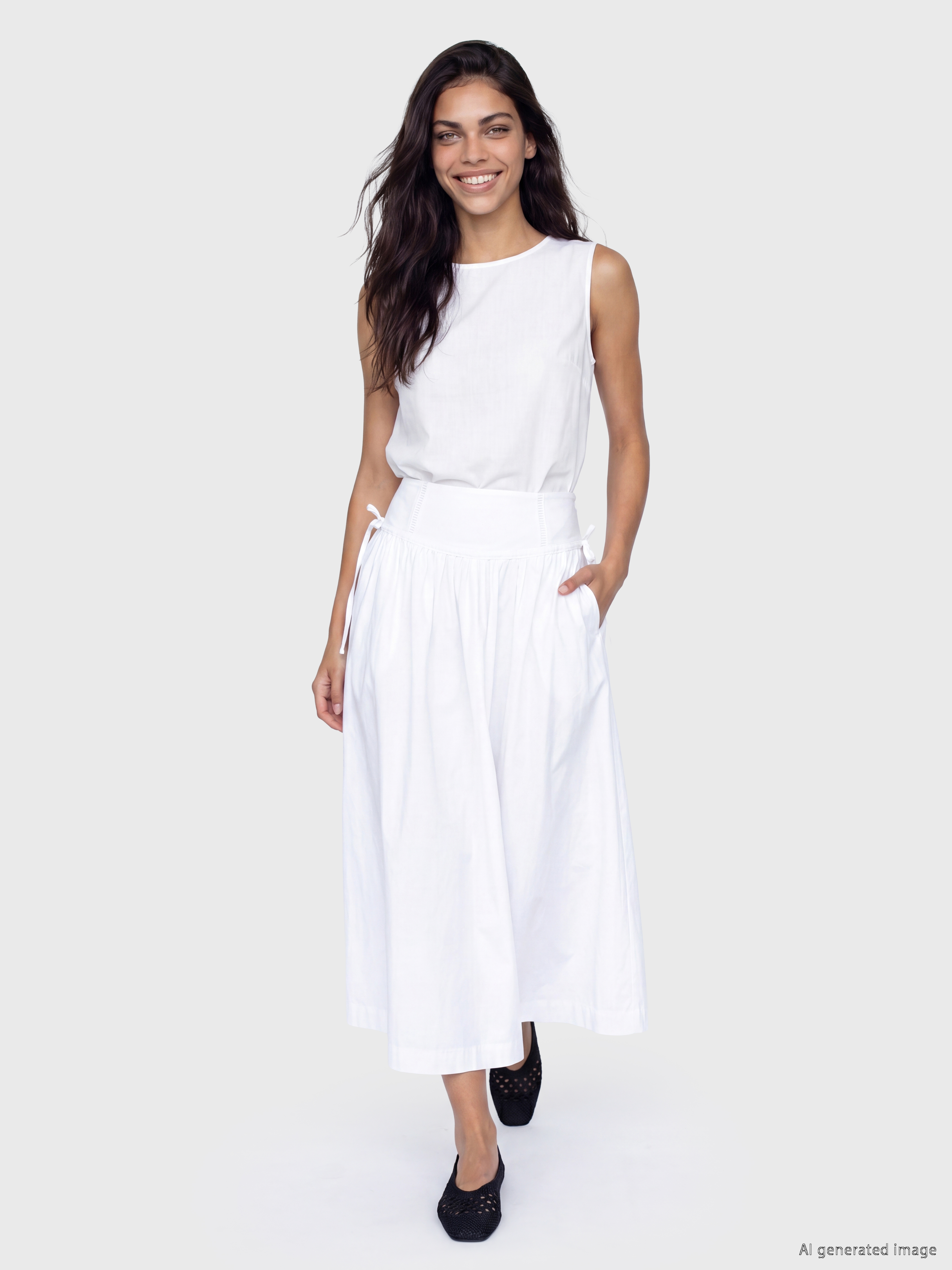 LCW Modest Beli Fermuarlı Poplin Kloş Etek