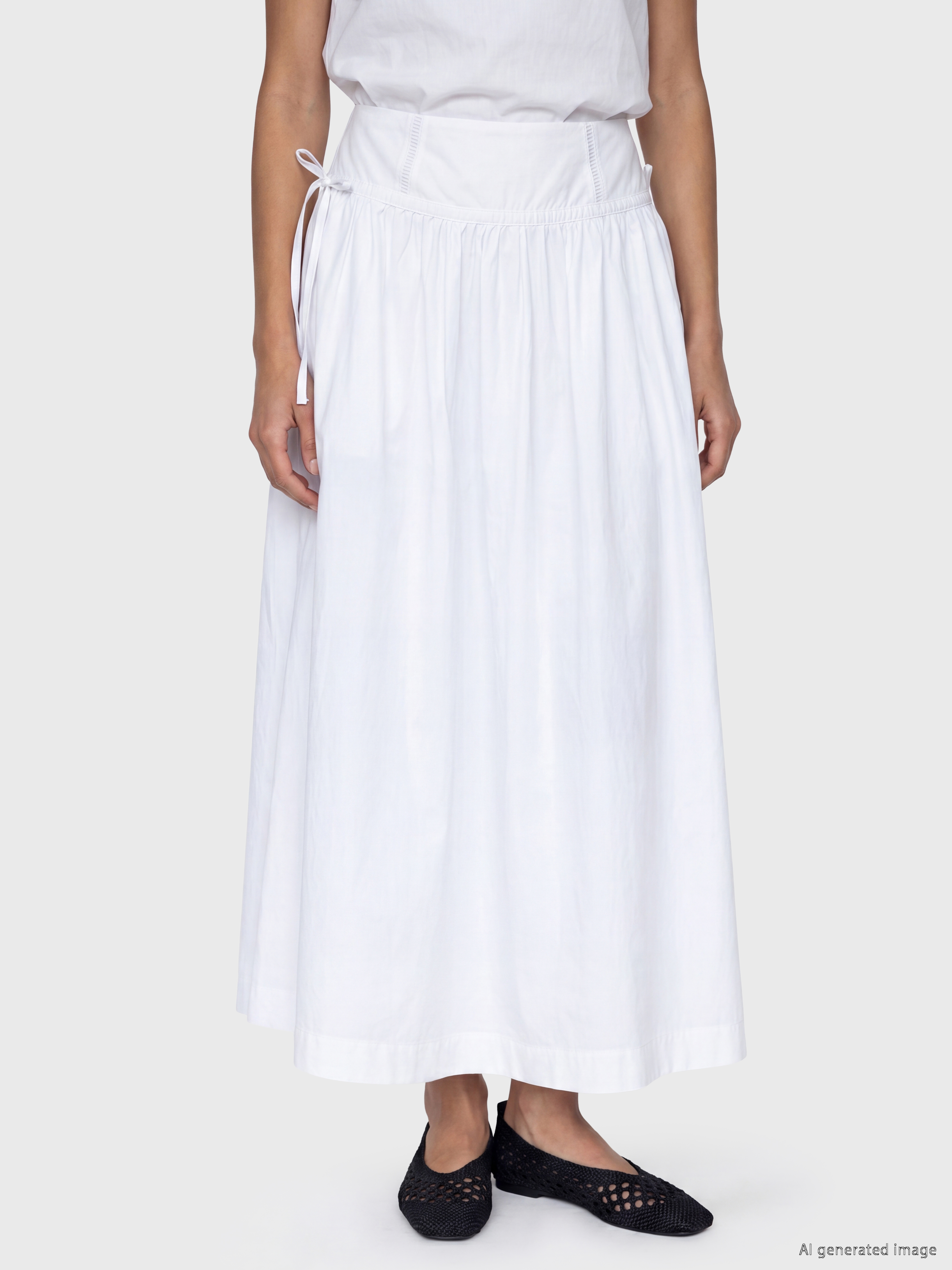 LCW Modest Beli Fermuarlı Poplin Kloş Etek görsel 2