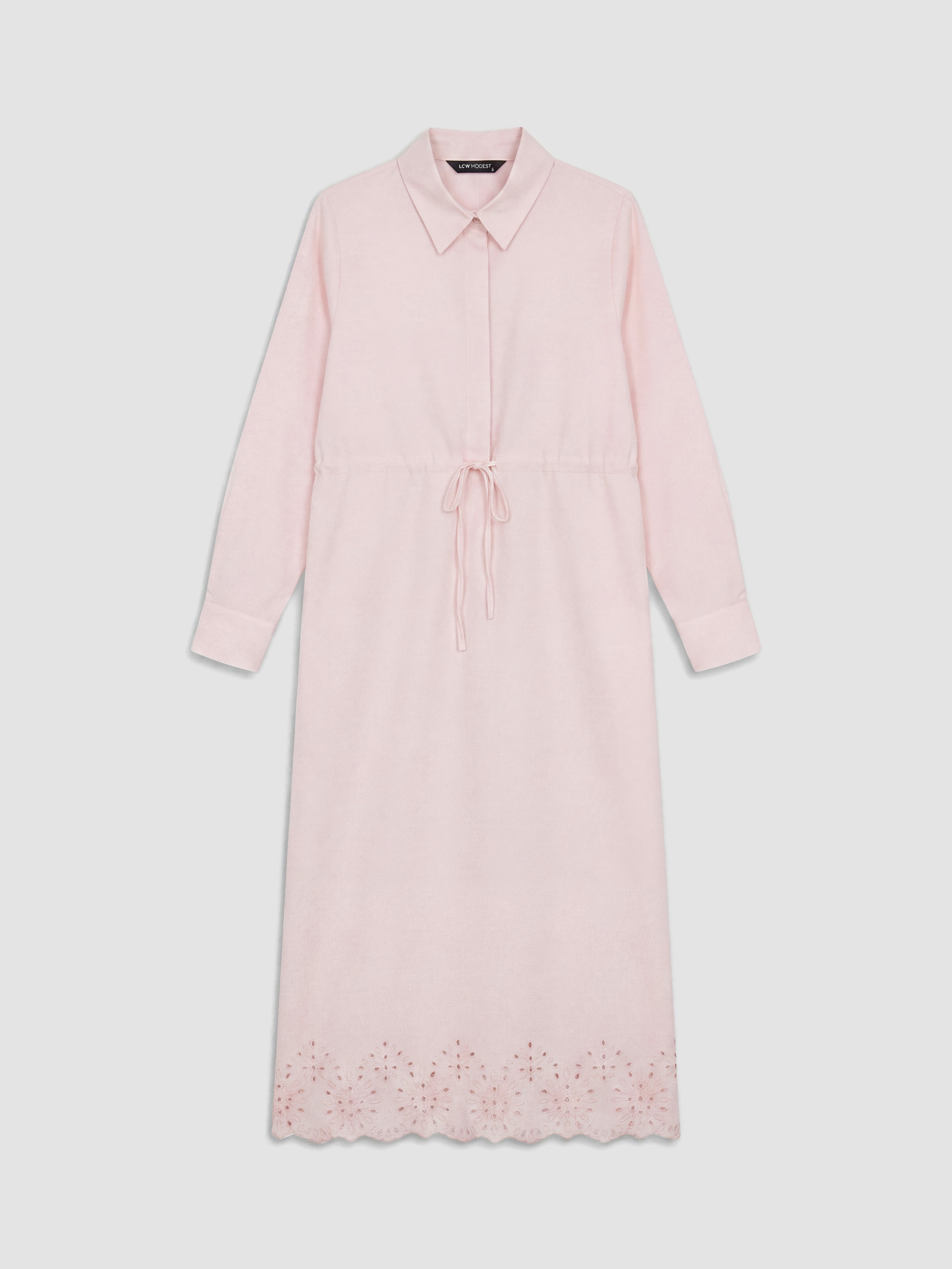 LCW Modest Gömlek Yaka Beli Bağcıklı Elbise görsel 5