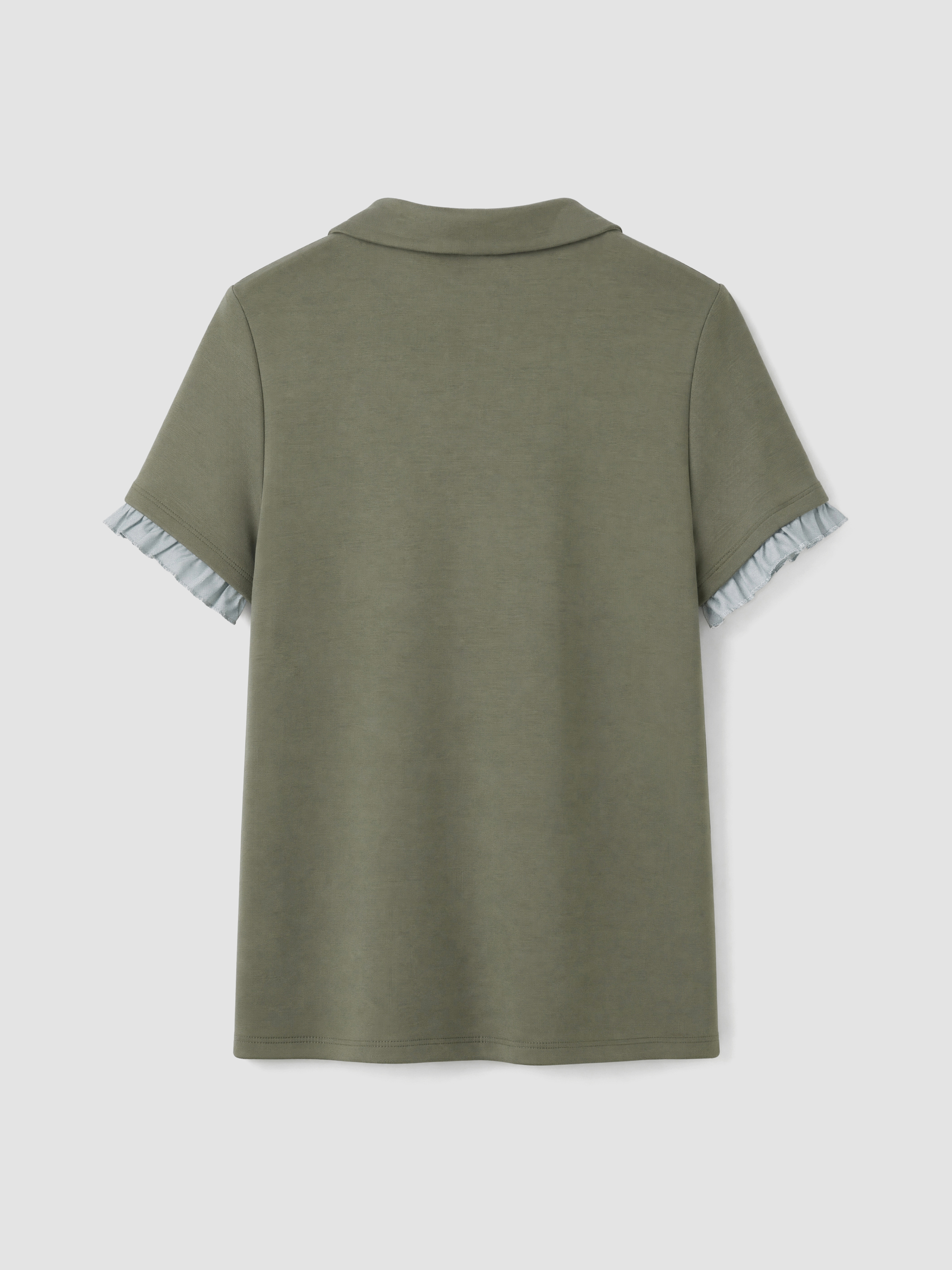 LCW Comfort Polo Yaka Fırfırlı Soft Touch Kadın Tişört görsel 7