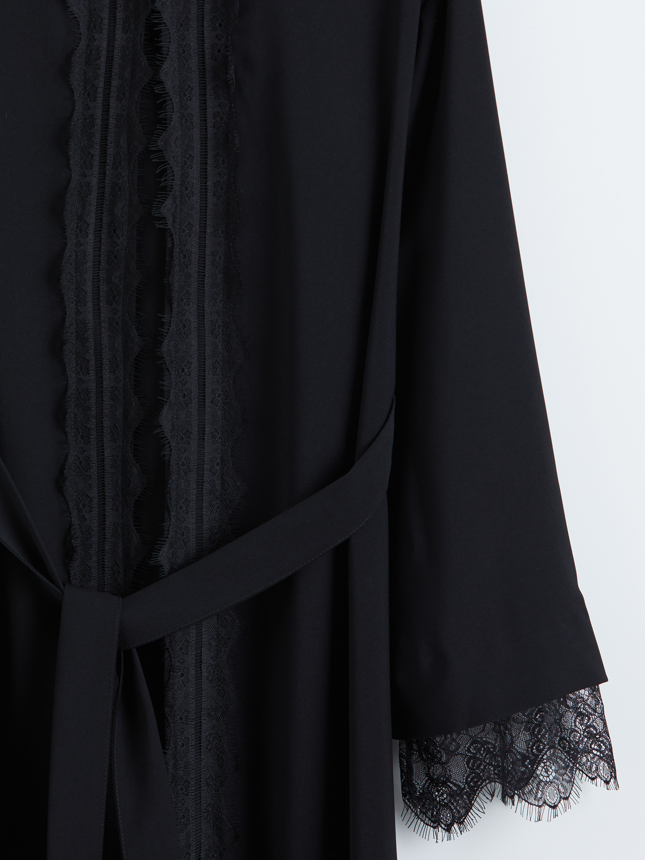 LCW Modest Bisiklet Yaka Krep Kadın Ferace görsel 6