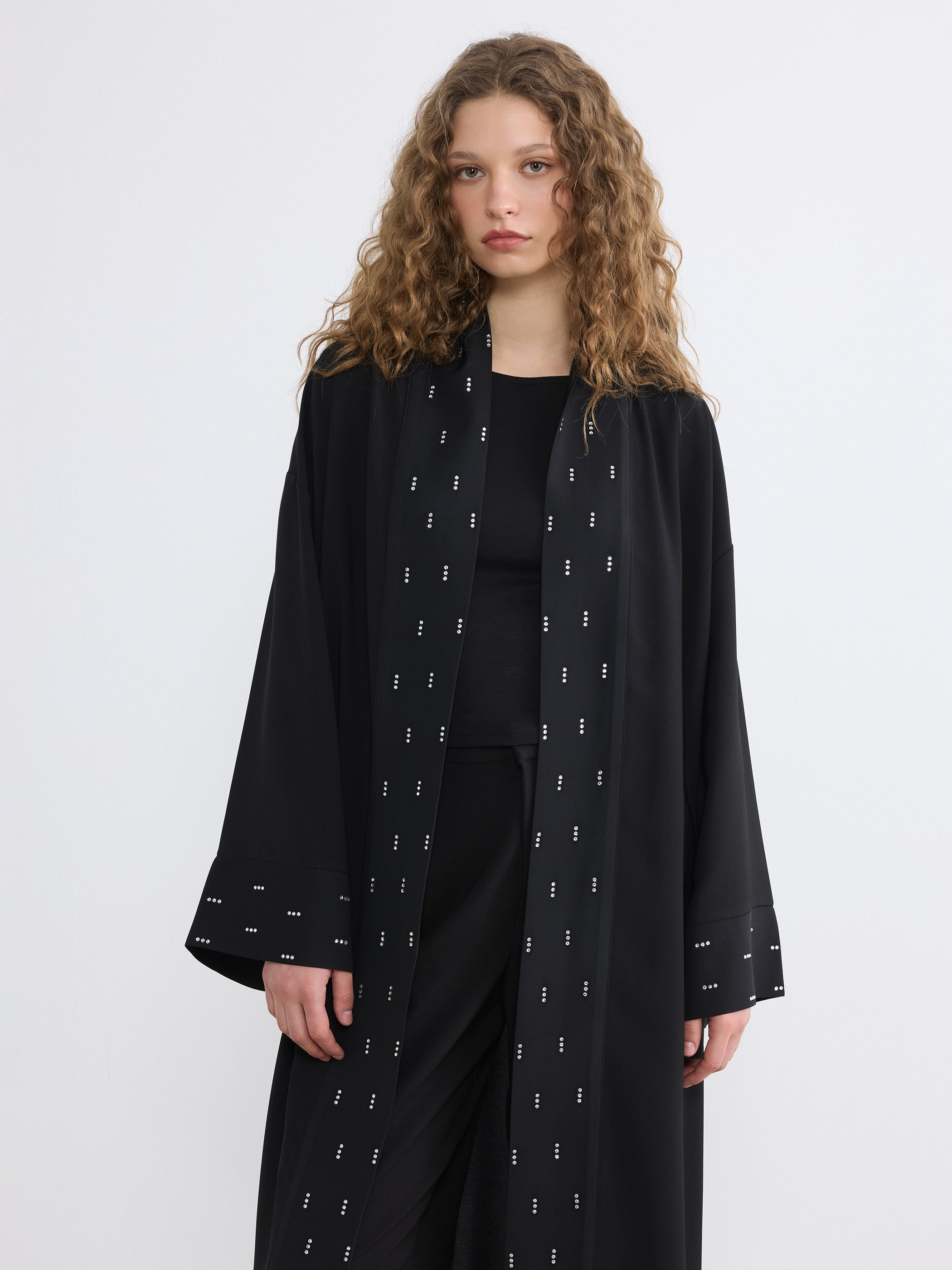 LCW Modest Şal Yaka Taşlı Oversize Kadın Kimono görsel 2
