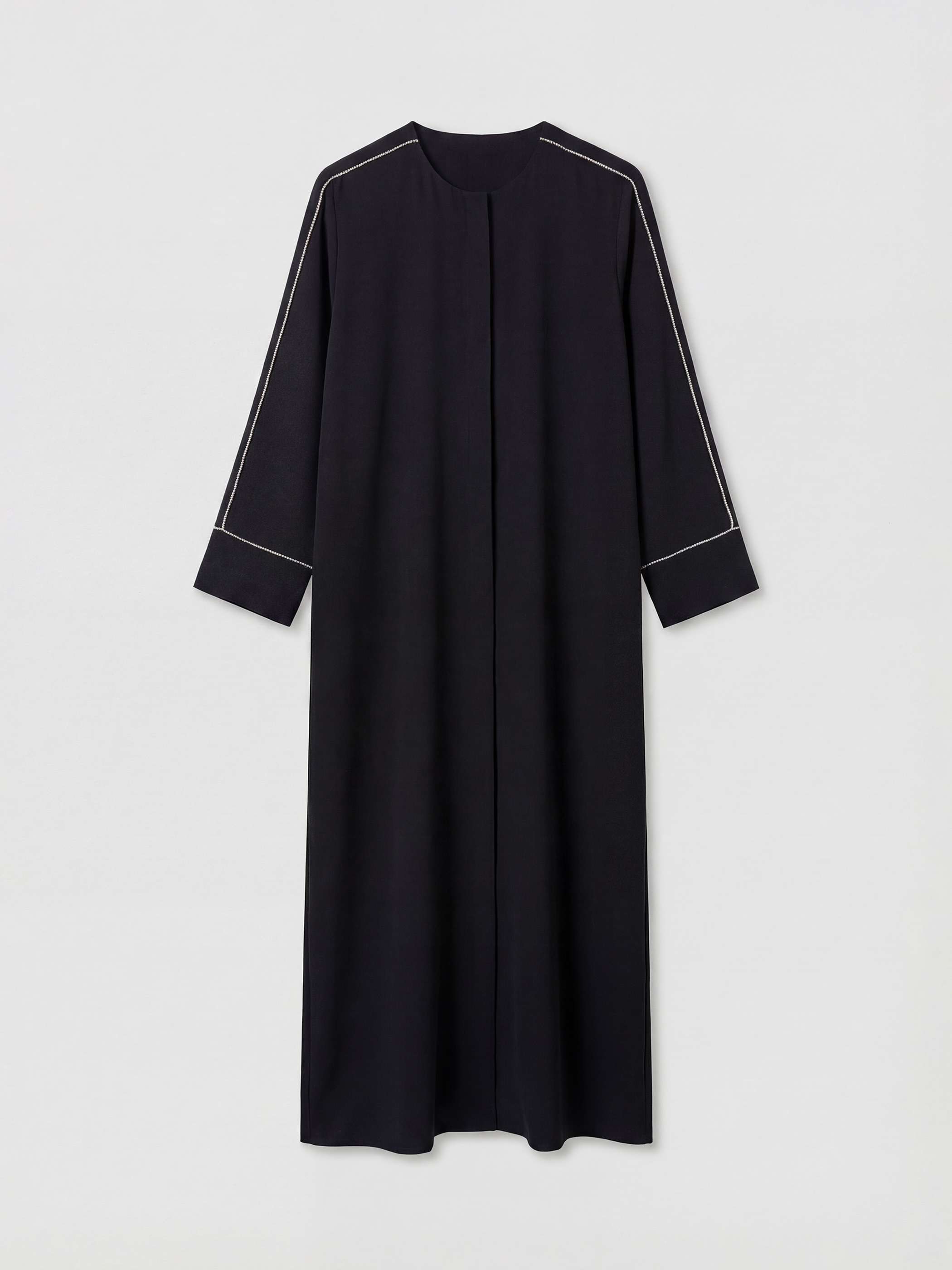 LCW Modest Bisiklet Yaka Oversize Krep Kadın Ferace görsel 5