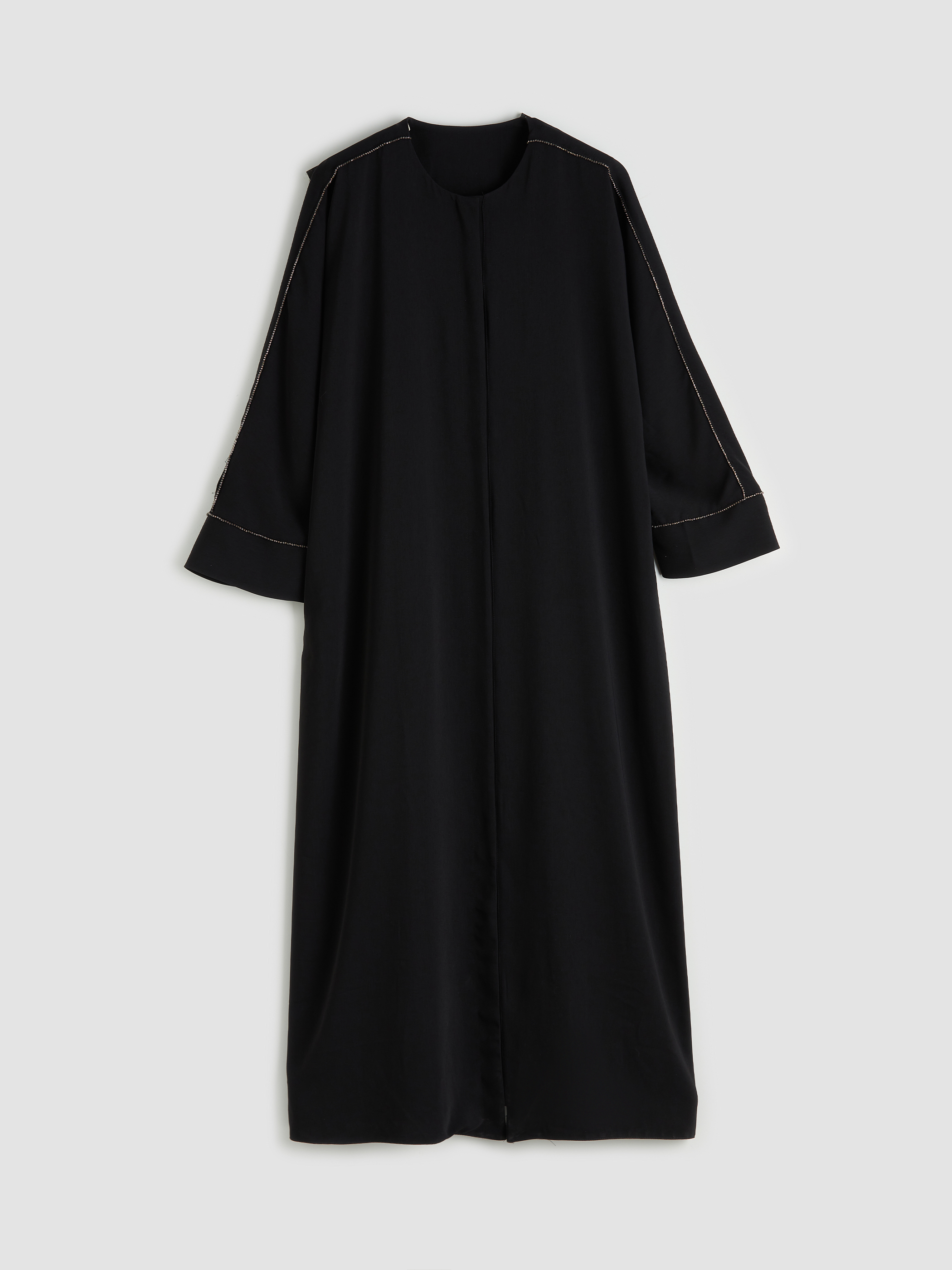 LCW Modest Bisiklet Yaka Oversize Krep Kadın Ferace görsel 4
