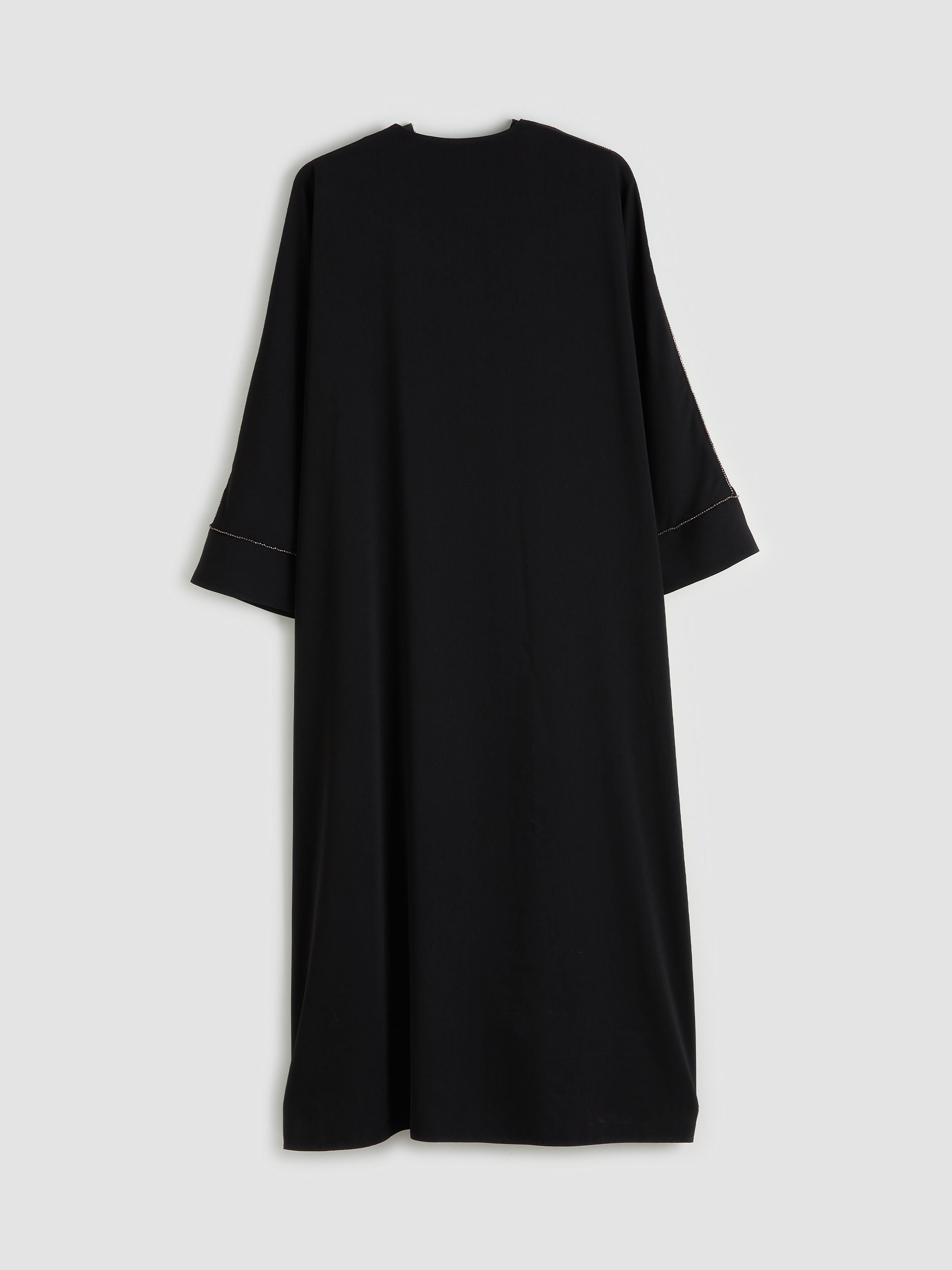 LCW Modest Bisiklet Yaka Oversize Krep Kadın Ferace görsel 5