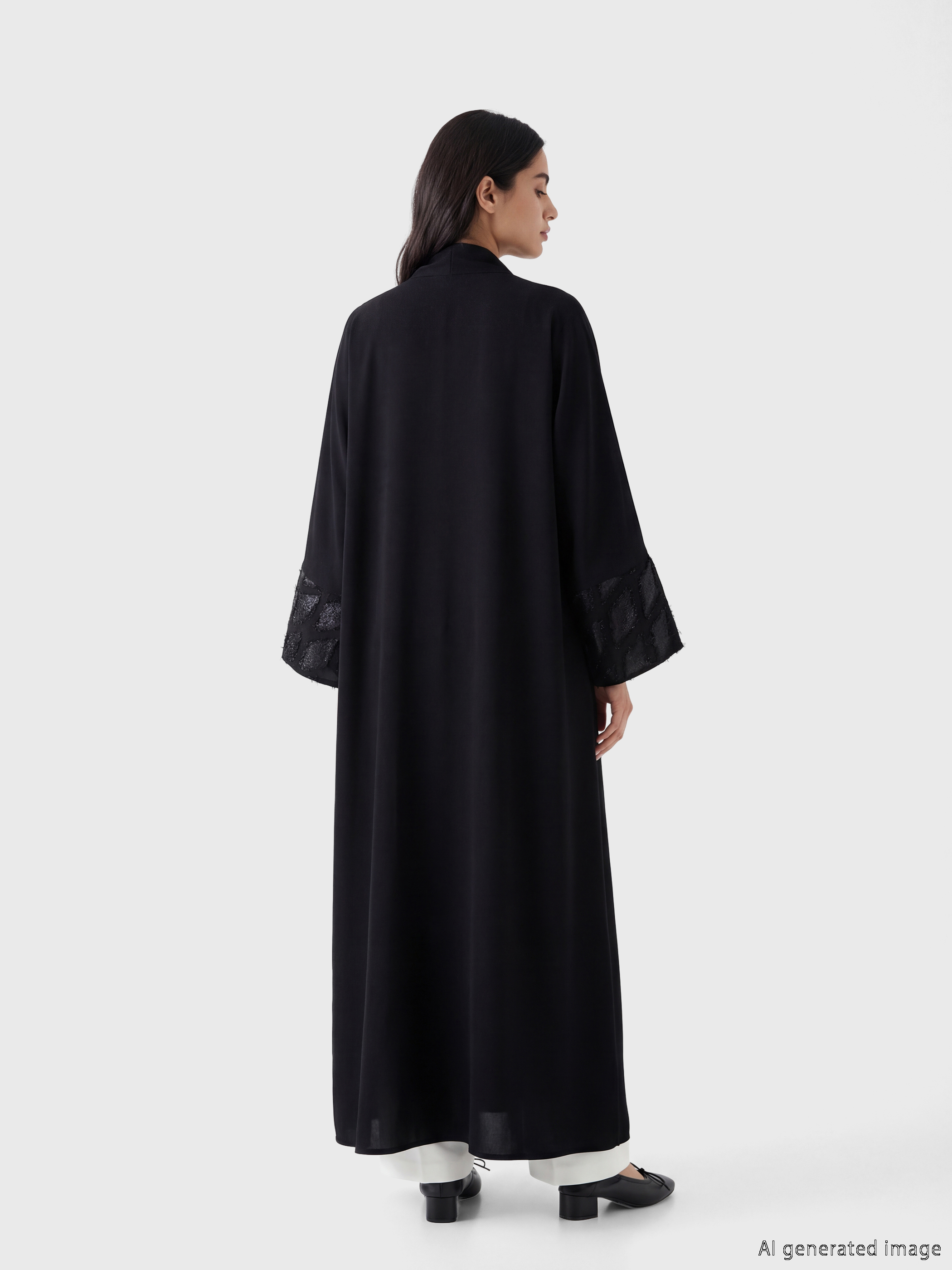 LCW Modest Desenli Krep Kadın Ferace ve Şal görsel 4