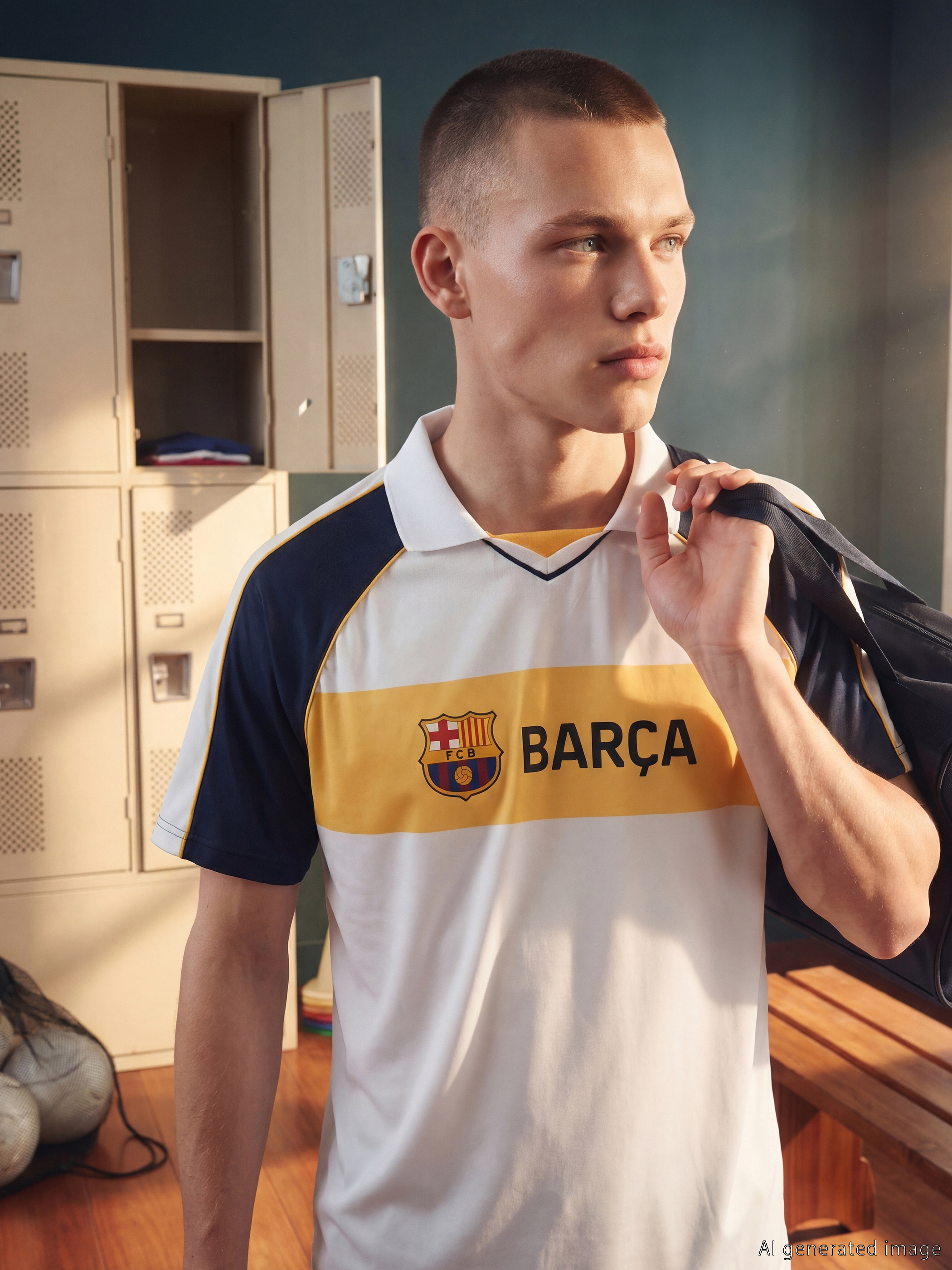 XSIDE ACTIVE Polo Yaka Barcelona Baskılı Erkek Spor Tişört