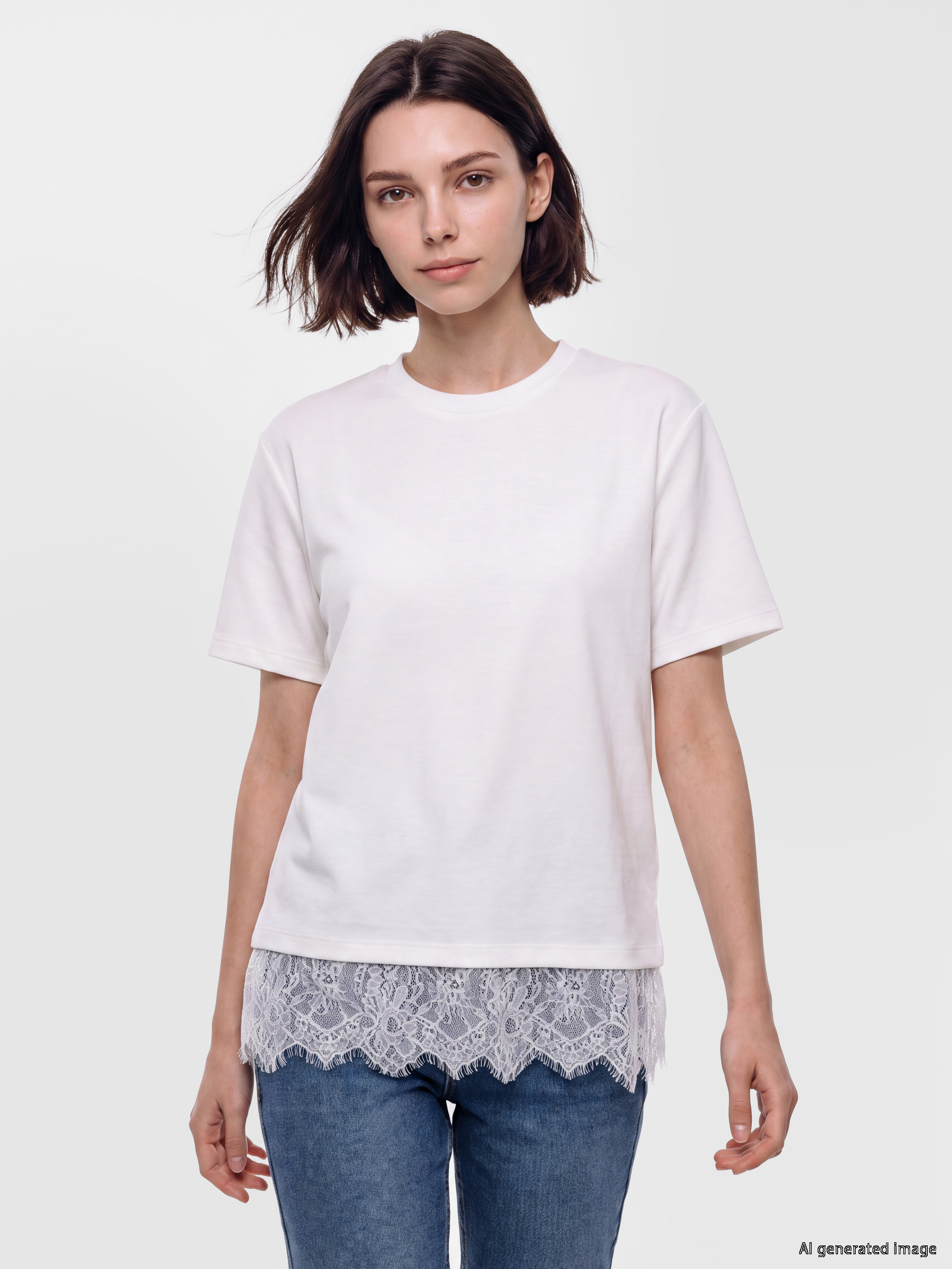 LCW Modest Dantel Detaylı Soft Touch Kadın Tişört