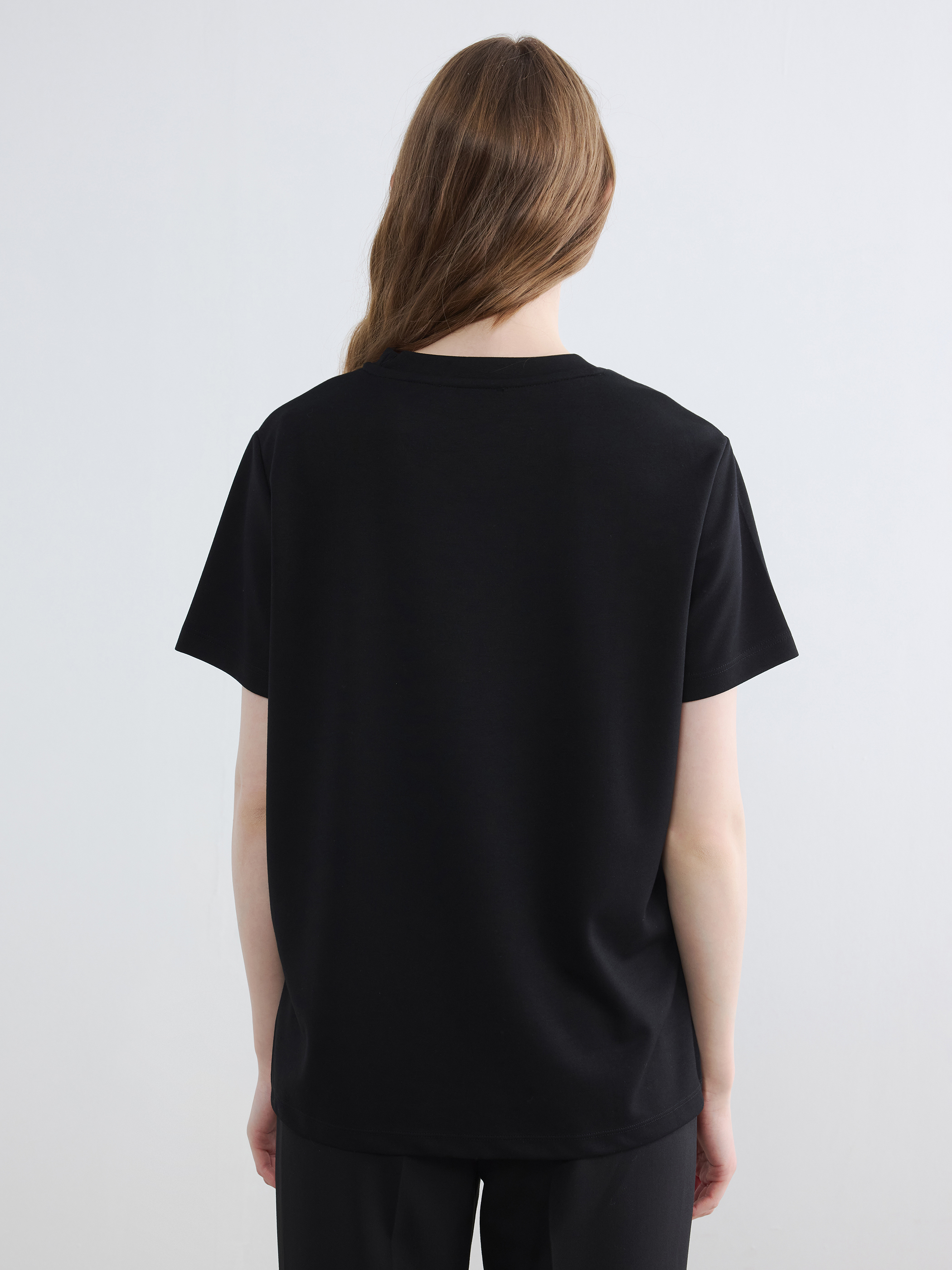 LCW Modest Nakışlı Soft Touch Kadın Tişört görsel 4