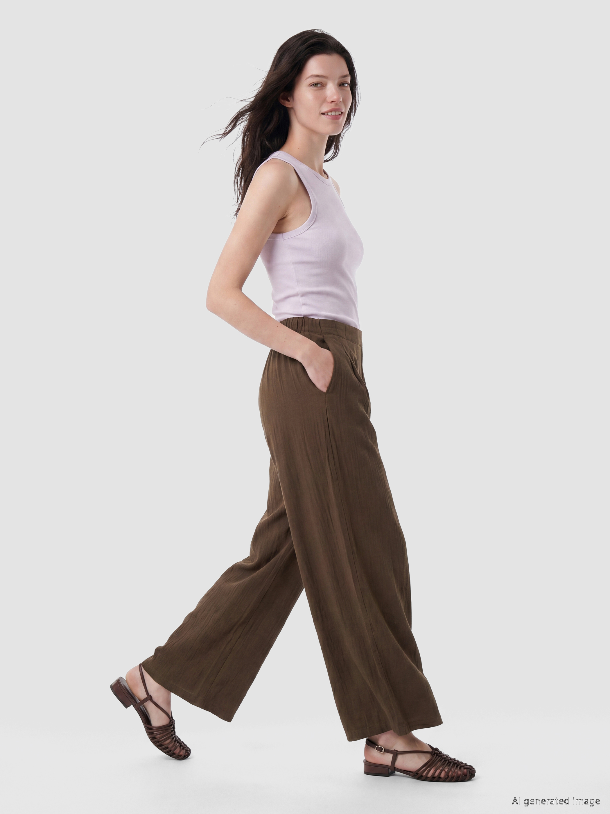 LCW Comfort Beli Lastikli Kadın Pileli Pantolon
