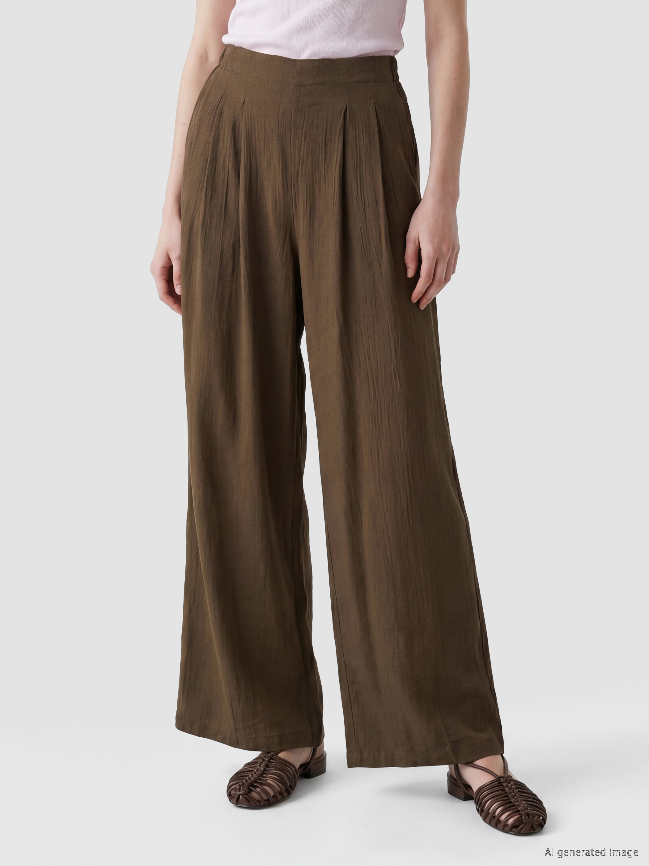 LCW Comfort Beli Lastikli Kadın Pileli Pantolon görsel 2