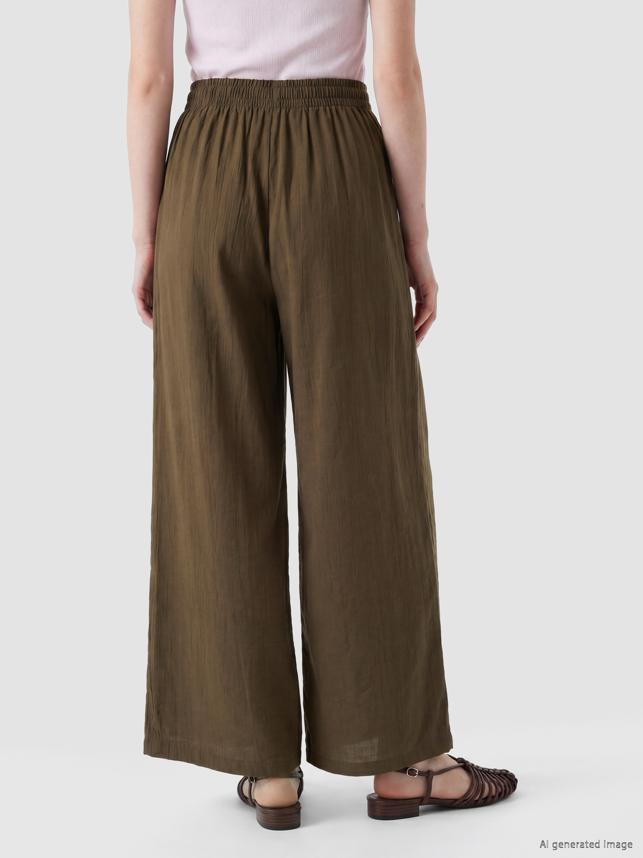 LCW Comfort Beli Lastikli Kadın Pileli Pantolon görsel 4