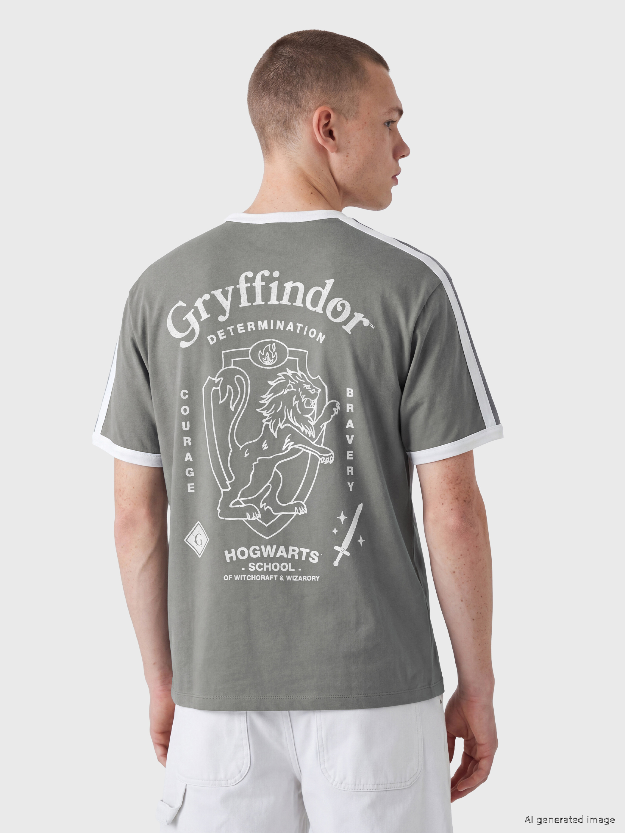 XSIDE Bisiklet Yaka Harry Potter Baskılı Erkek Tişört görsel 4
