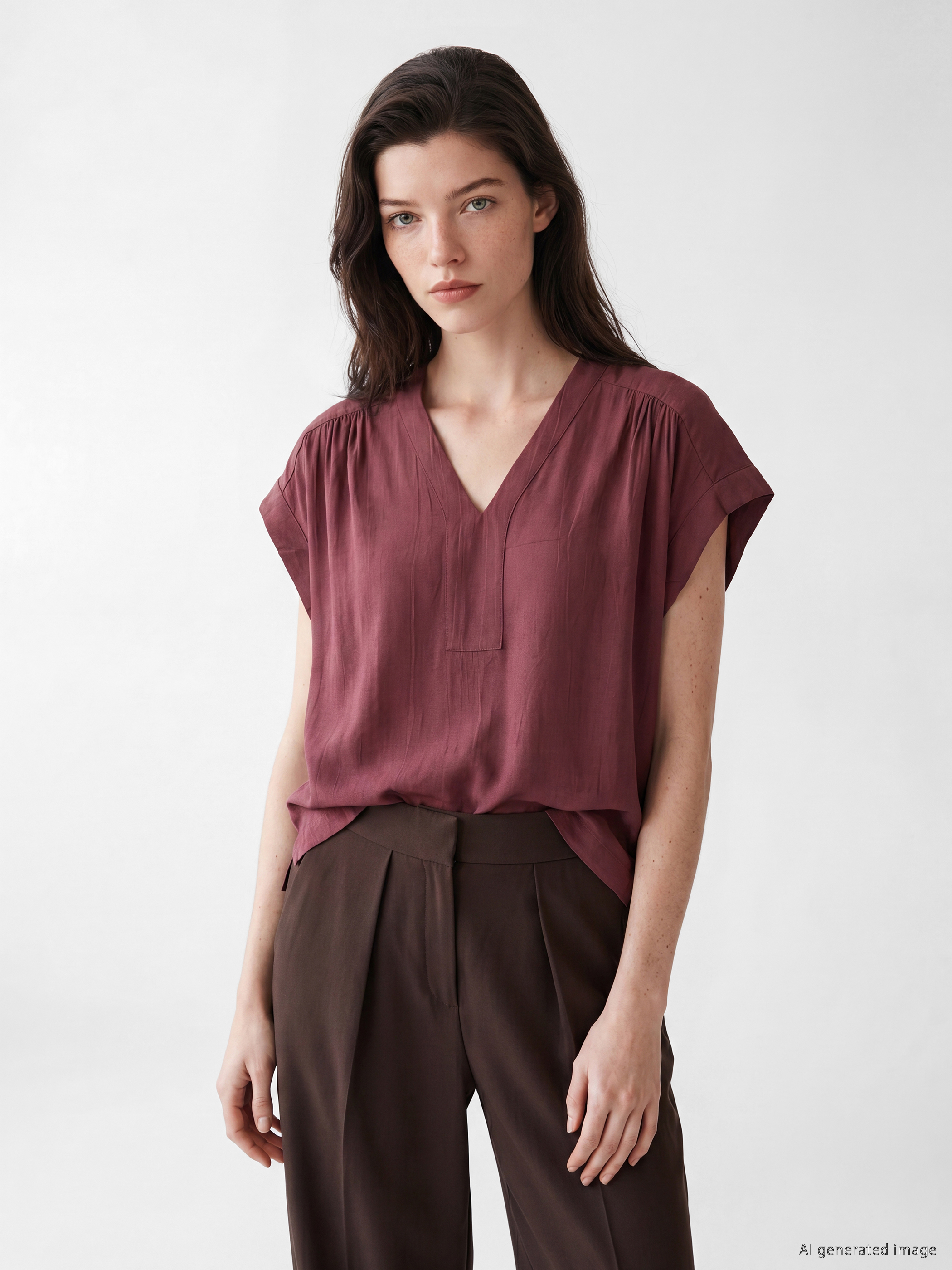 LCW Comfort V Yaka Büzgülü Bluz