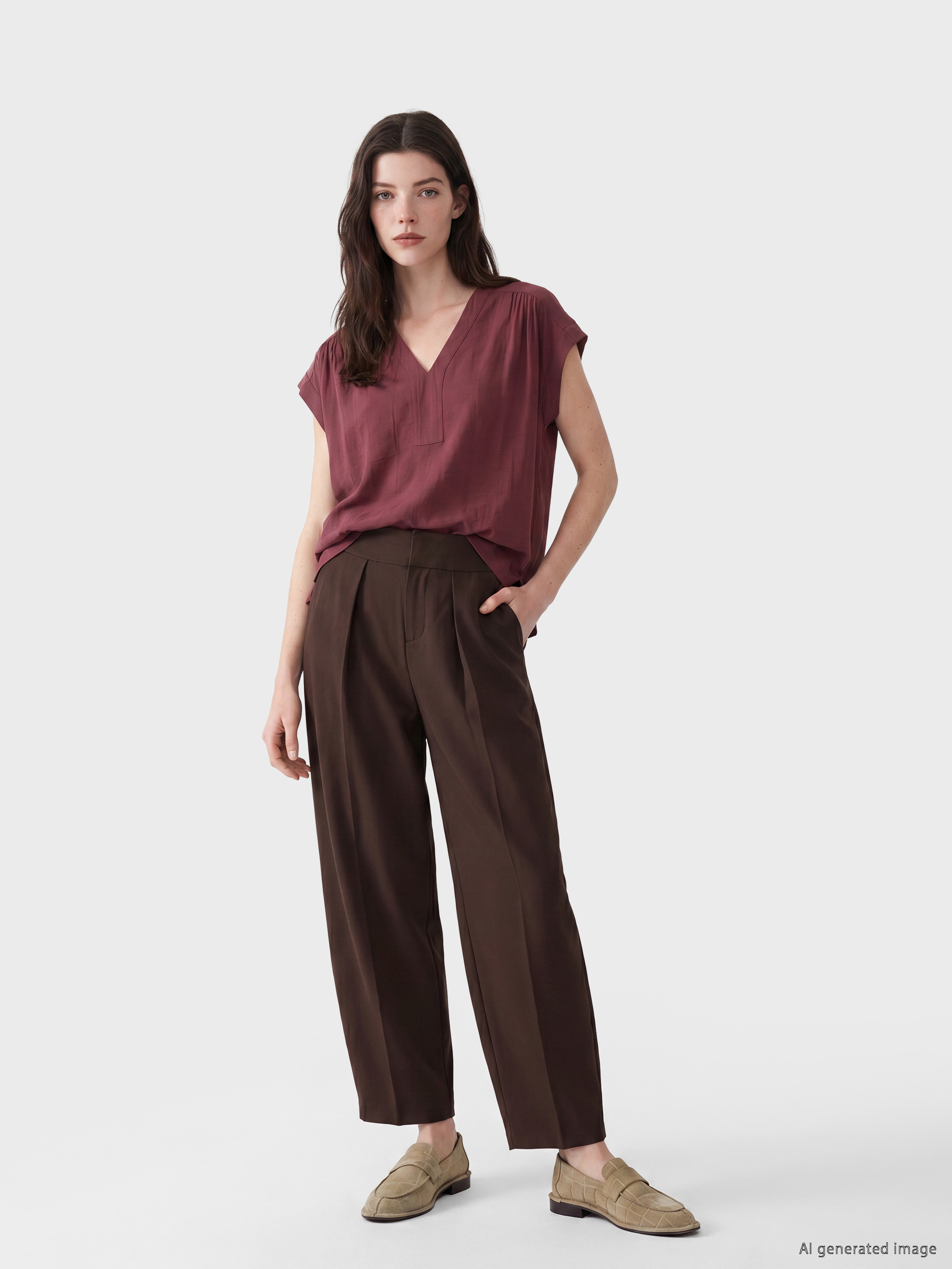 LCW Comfort V Yaka Büzgülü Bluz görsel 2