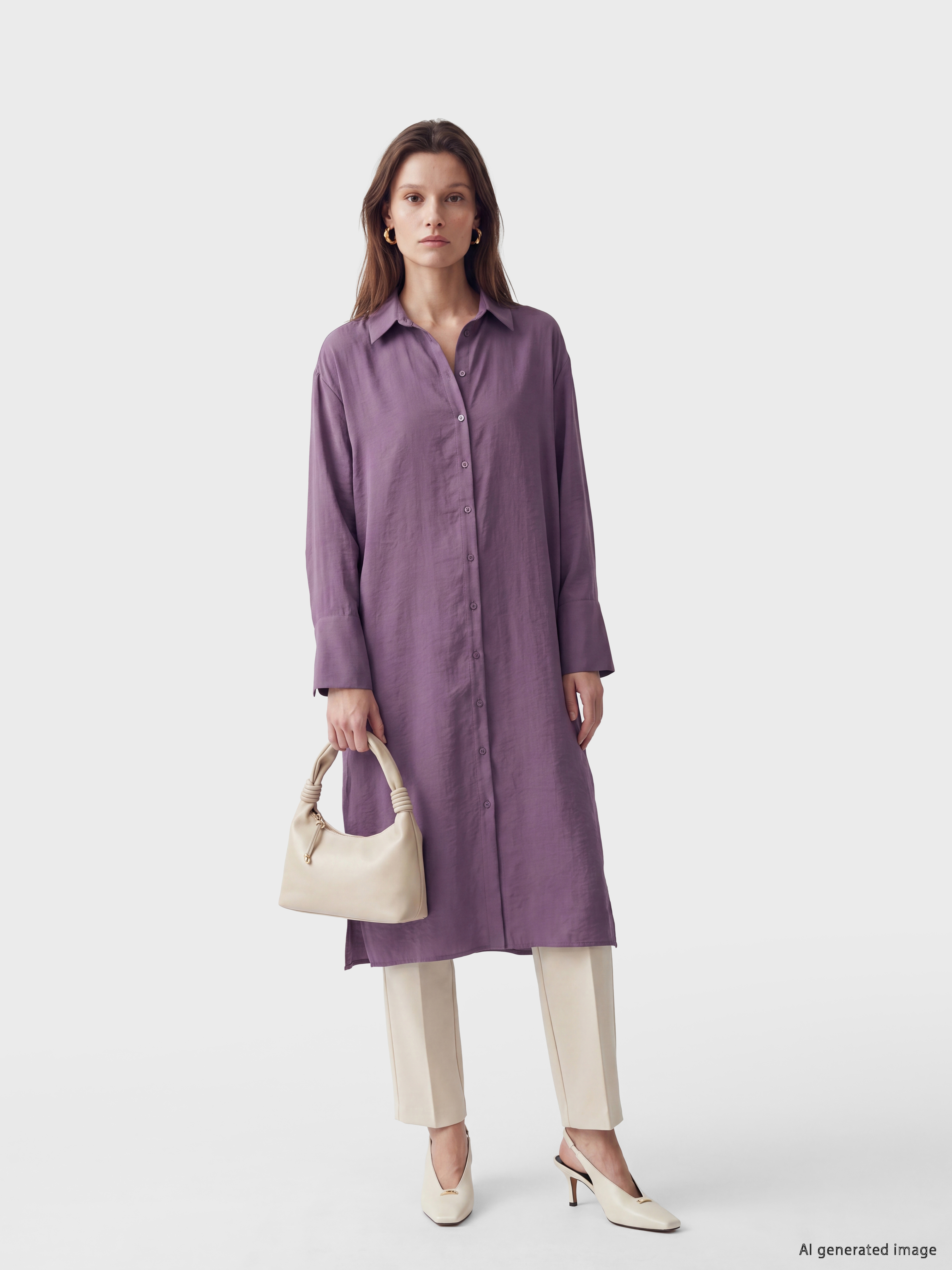 LCW Modest Oversize Modal Karışımlı Kadın Gömlek Tunik