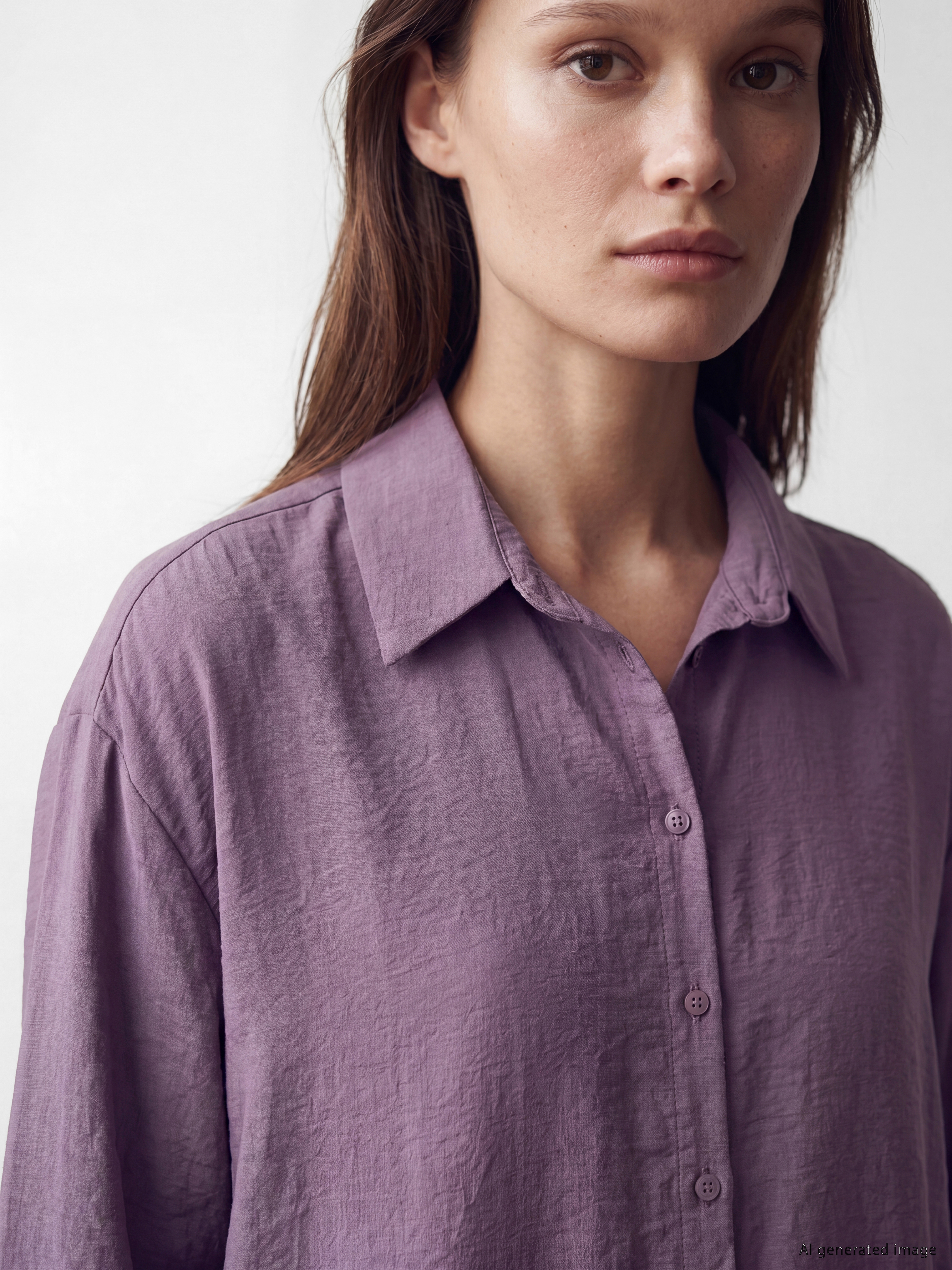 LCW Modest Oversize Modal Karışımlı Kadın Gömlek Tunik görsel 3