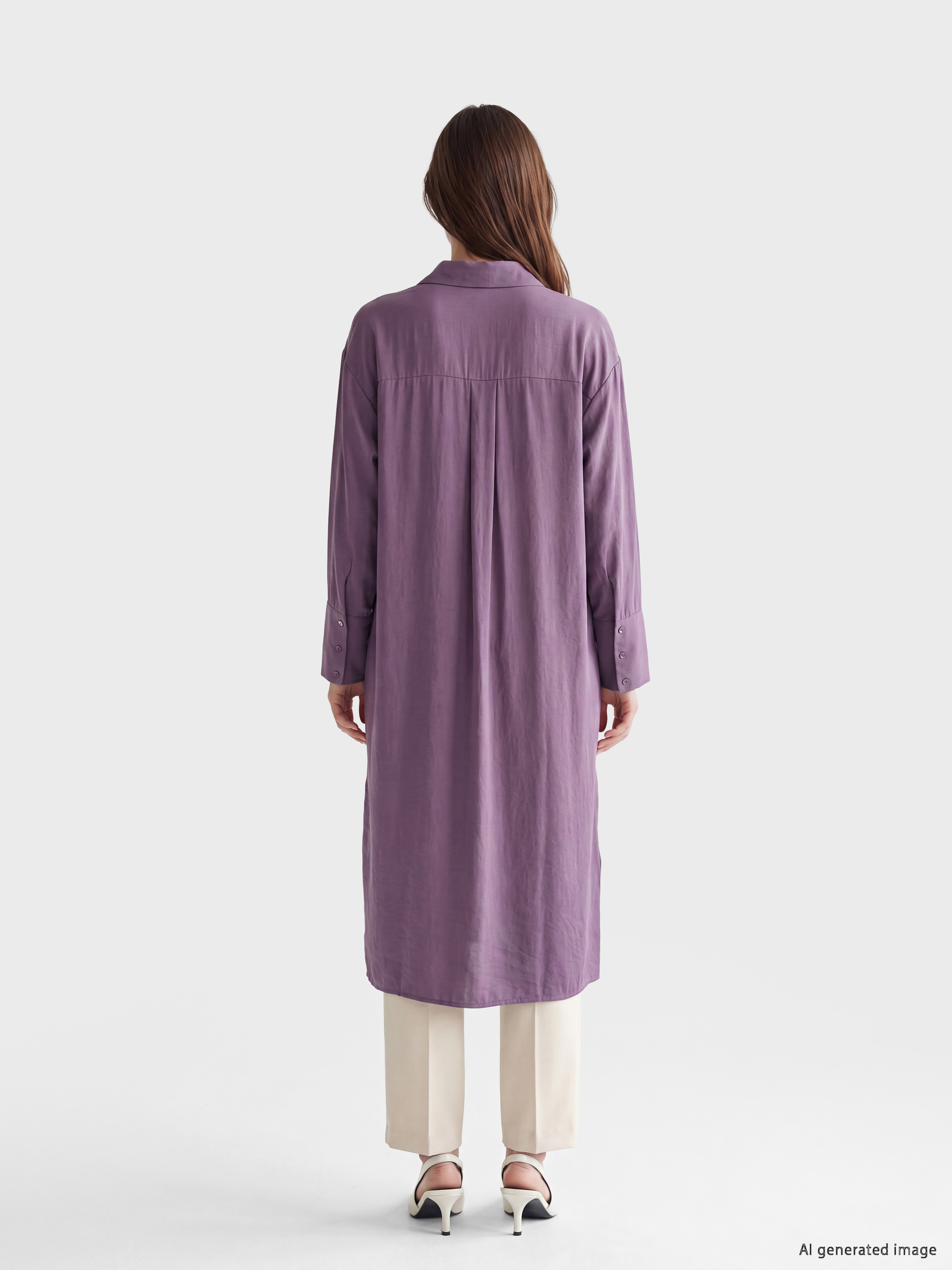 LCW Modest Oversize Modal Karışımlı Kadın Gömlek Tunik görsel 4