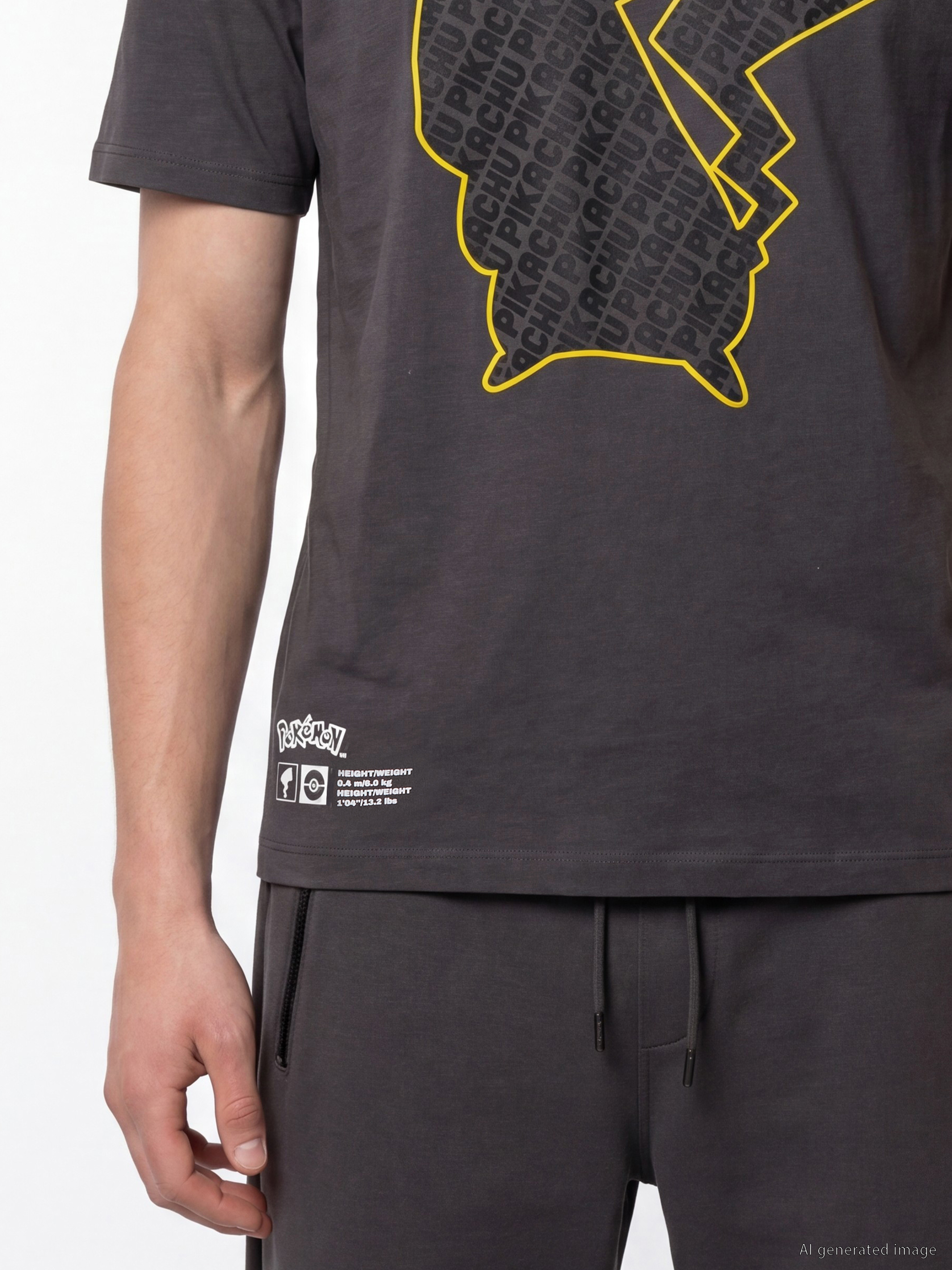 XSIDE Bisiklet Yaka Pokémon Baskılı Erkek Tişört görsel 3