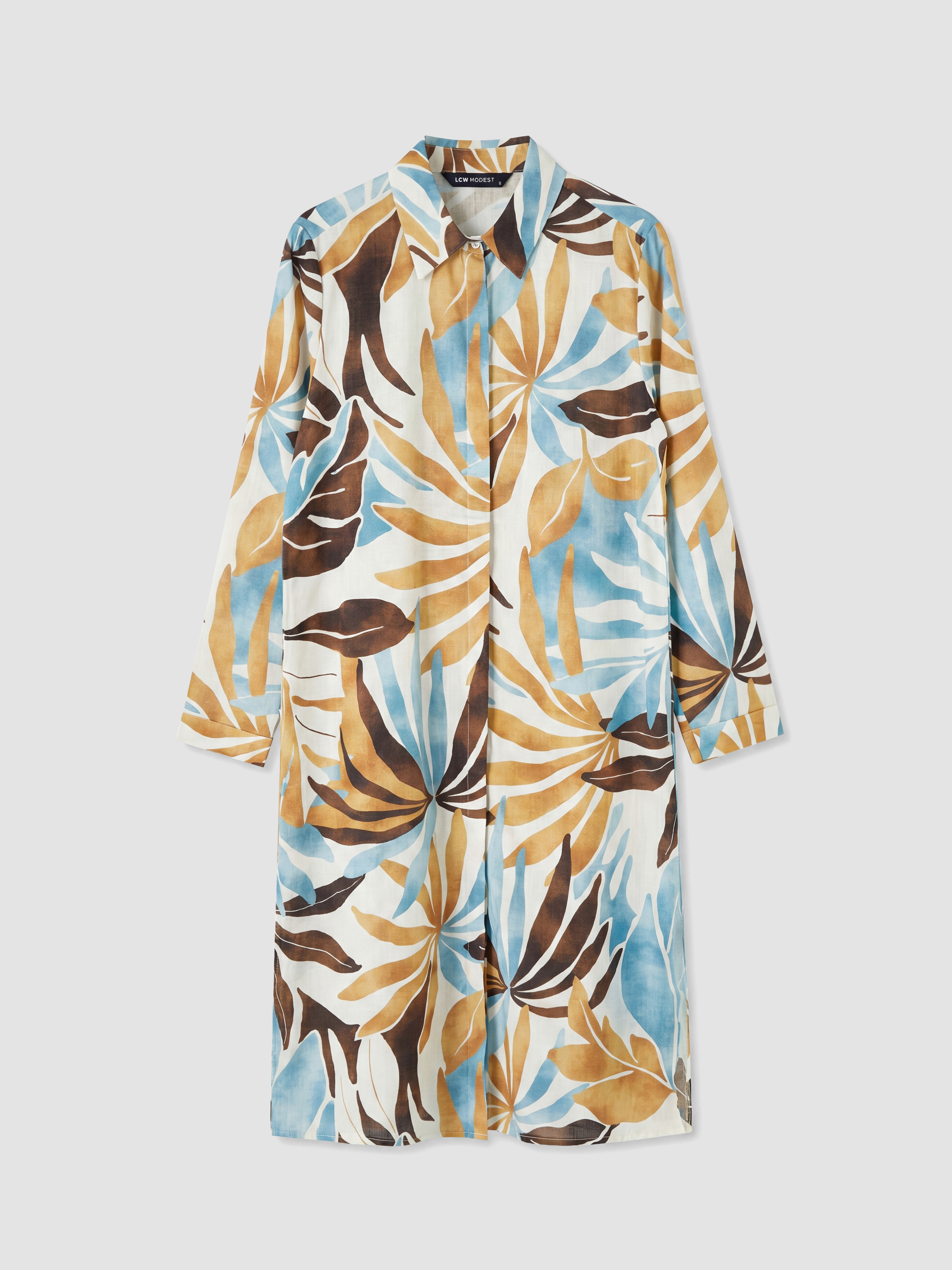 LCW Modest Desenli Poplin Kadın Gömlek Tunik görsel 5