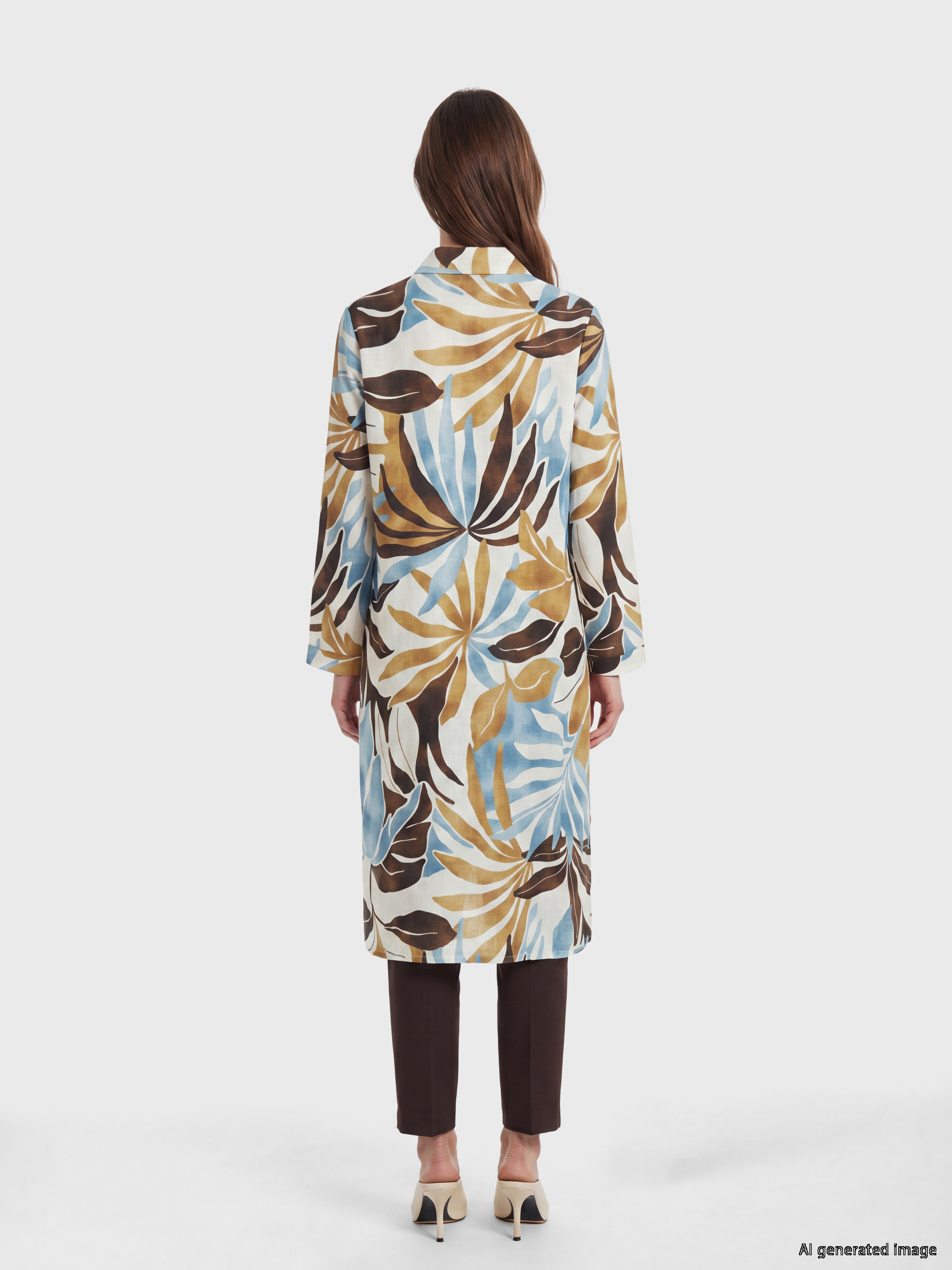 LCW Modest Desenli Poplin Kadın Gömlek Tunik görsel 4