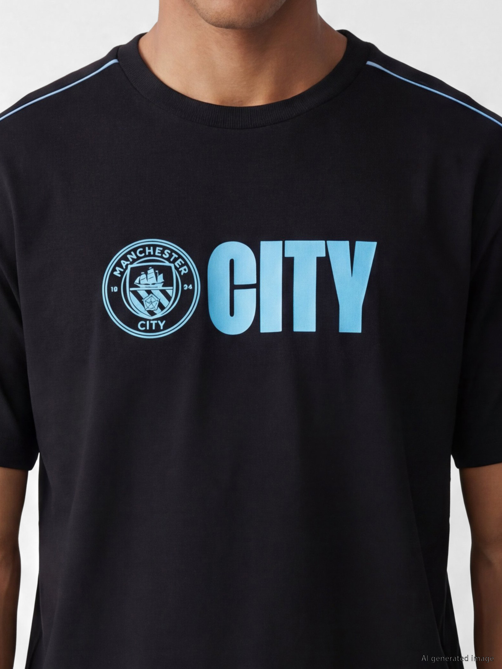XSIDE ACTIVE Bisiklet Yaka Manchester City Baskılı Erkek Spor Tişört görsel 3