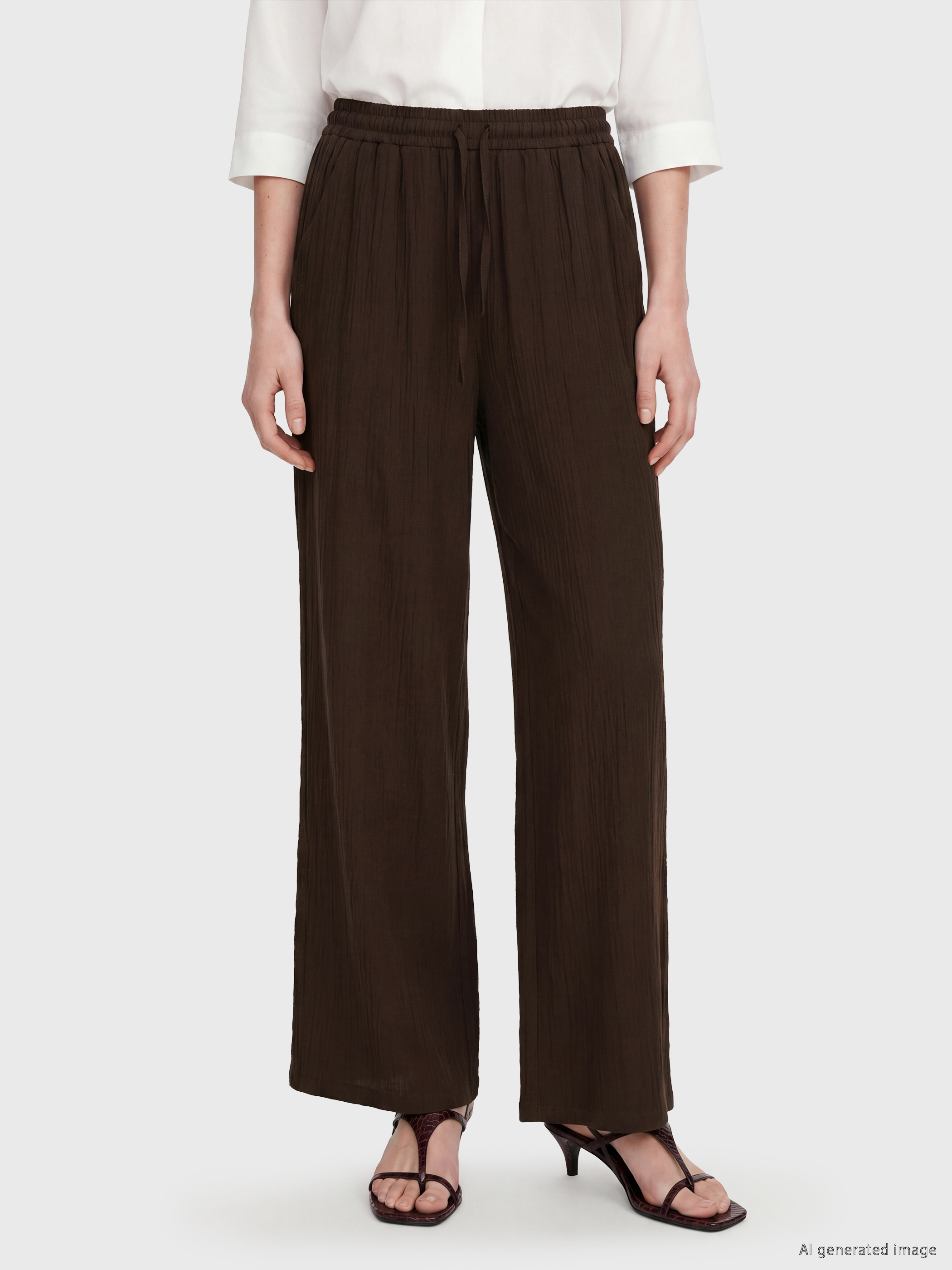 LCW Comfort Beli Lastikli Geniş Paça Kadın Pantolon görsel 2