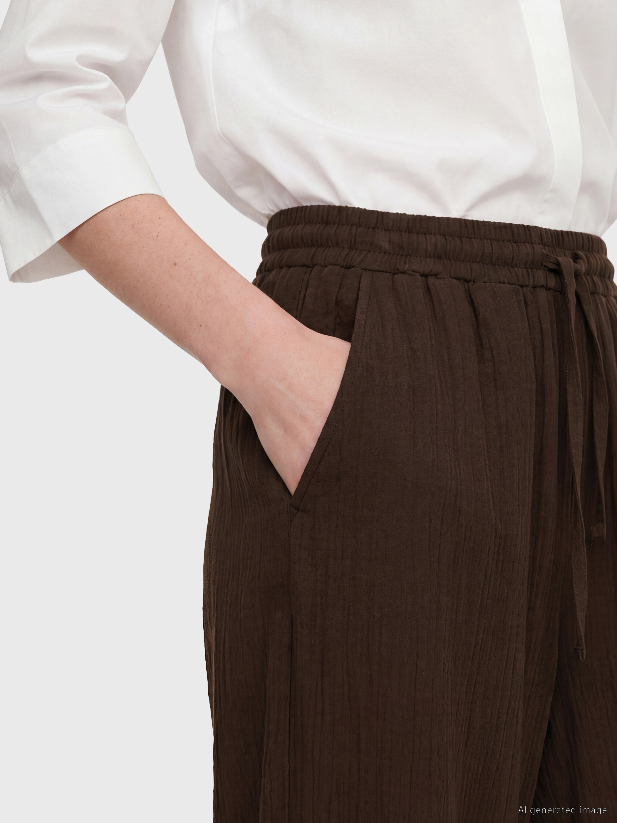 LCW Comfort Beli Lastikli Geniş Paça Kadın Pantolon görsel 3