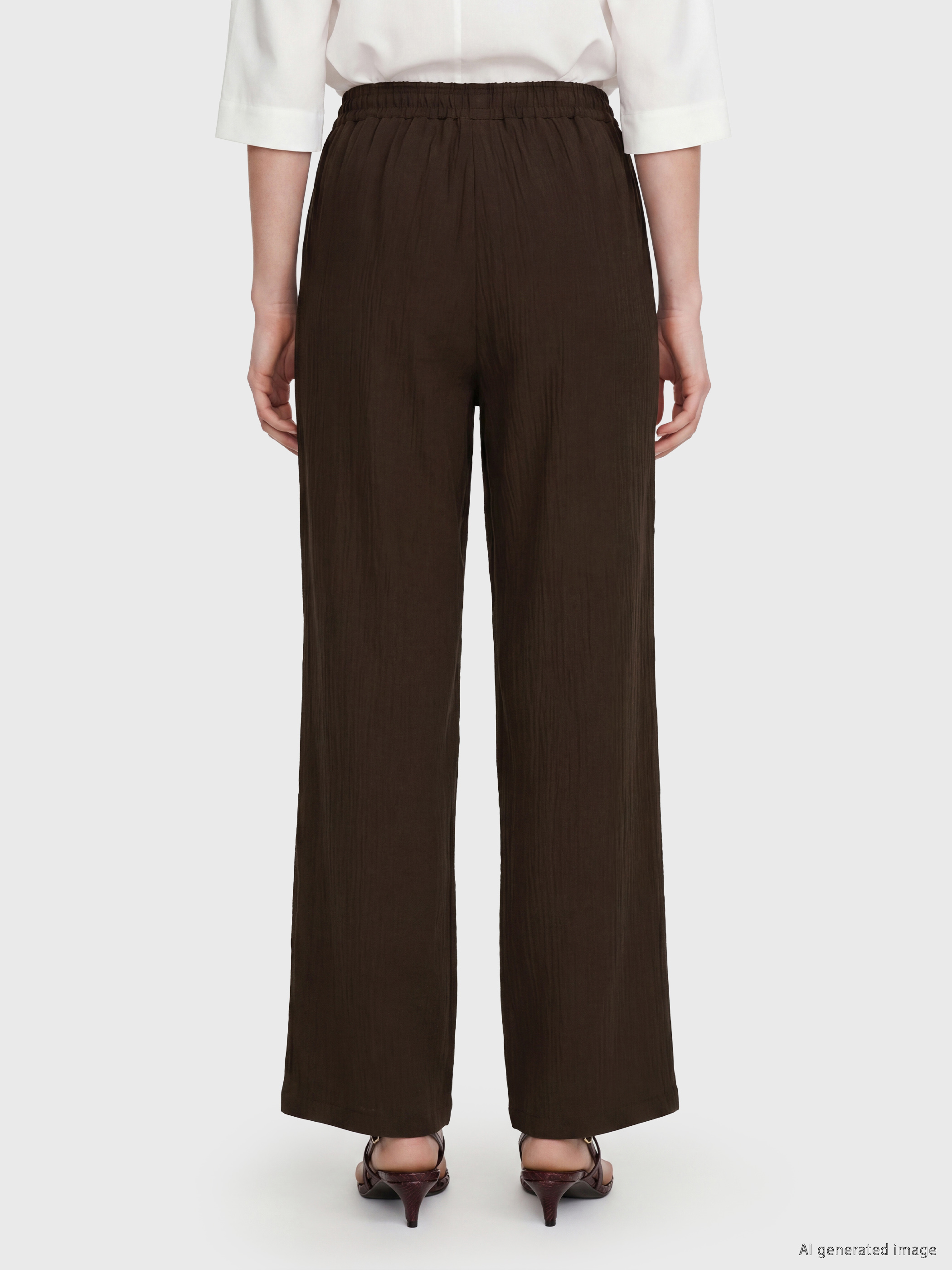 LCW Comfort Beli Lastikli Geniş Paça Kadın Pantolon görsel 4