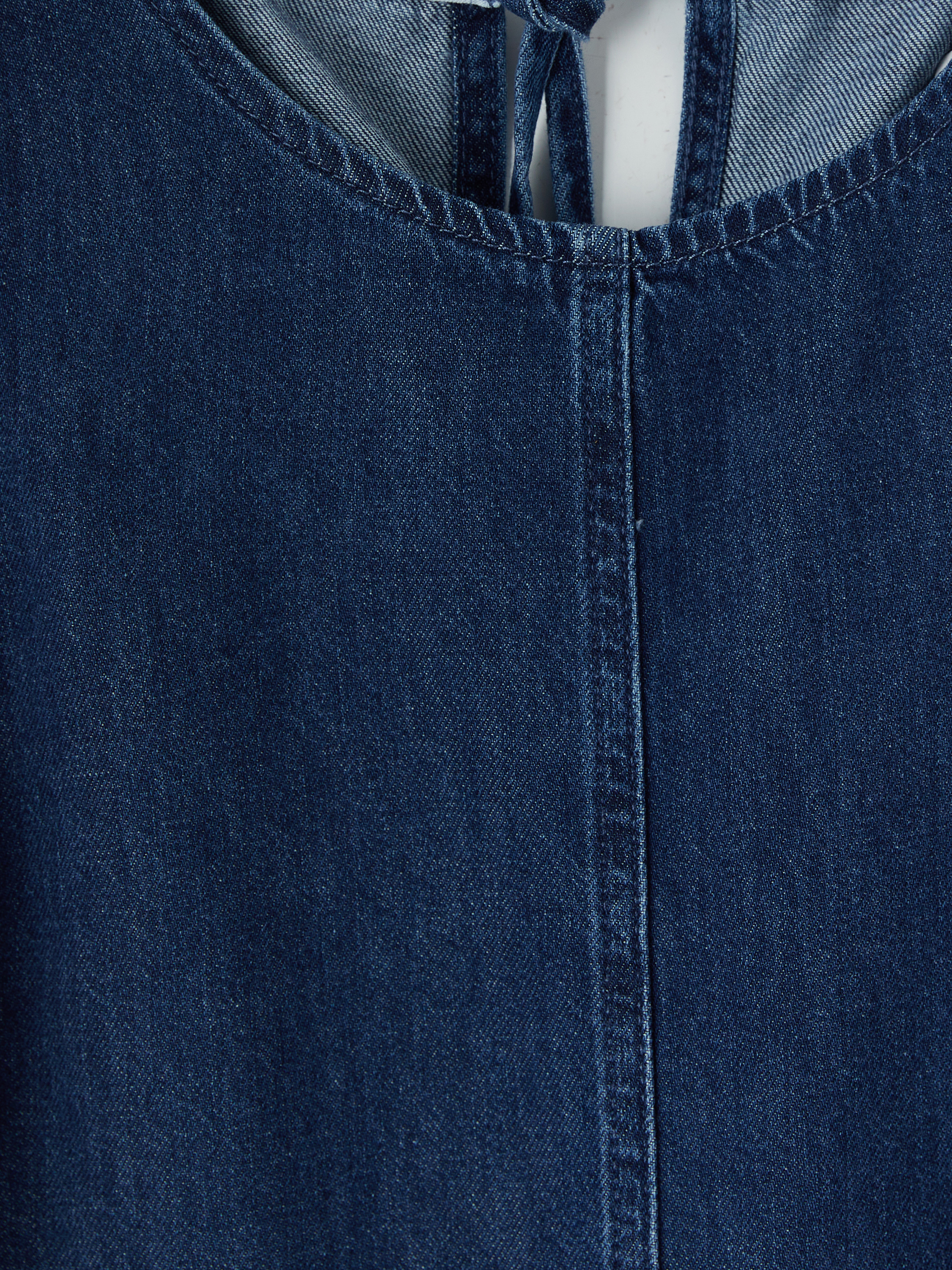 LCW Comfort Bisiklet Yaka Mini Jean Elbise görsel 7