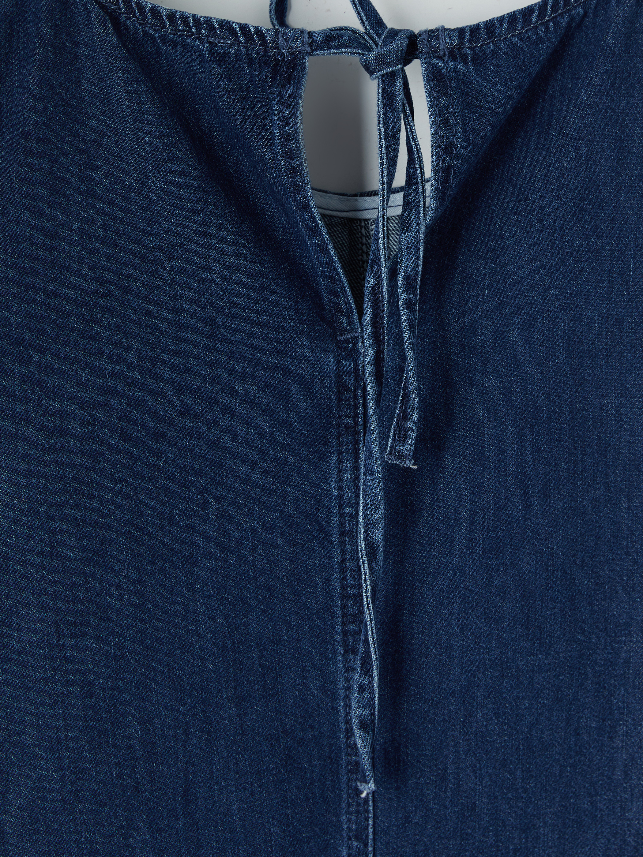 LCW Comfort Bisiklet Yaka Mini Jean Elbise görsel 8