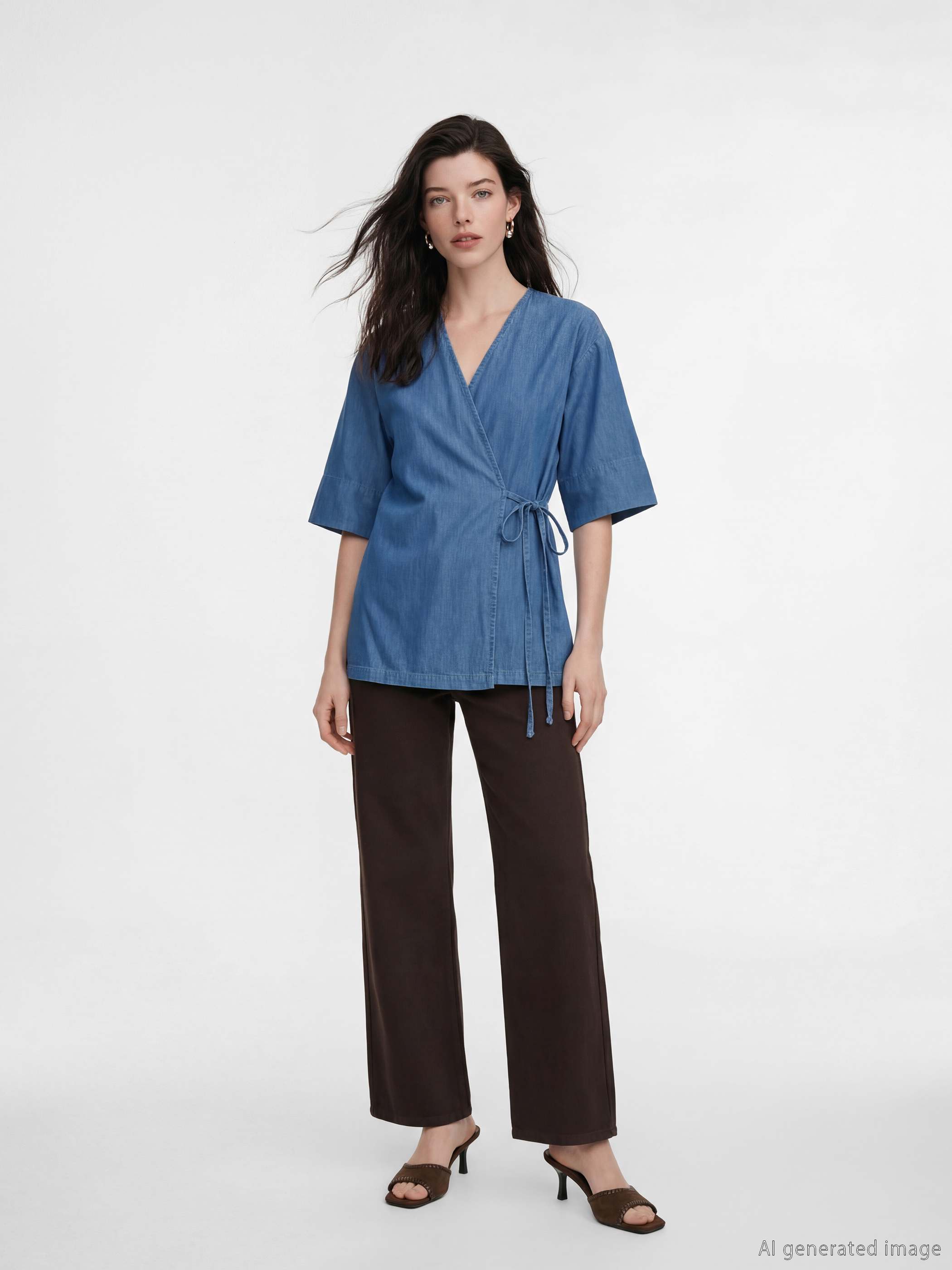 LCW Comfort Kruvaze Yaka Bağlamalı Kadın Tunik görsel 2