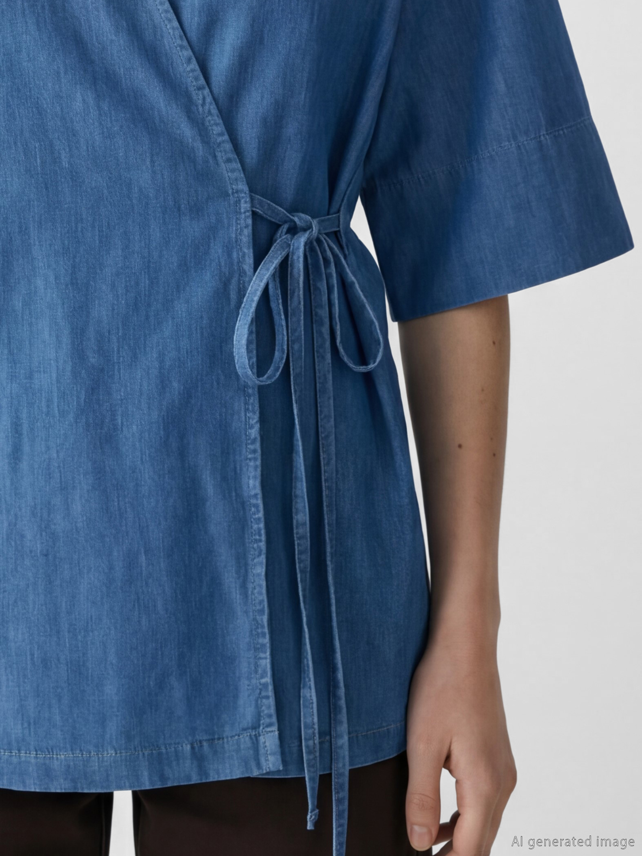LCW Comfort Kruvaze Yaka Bağlamalı Kadın Tunik görsel 3