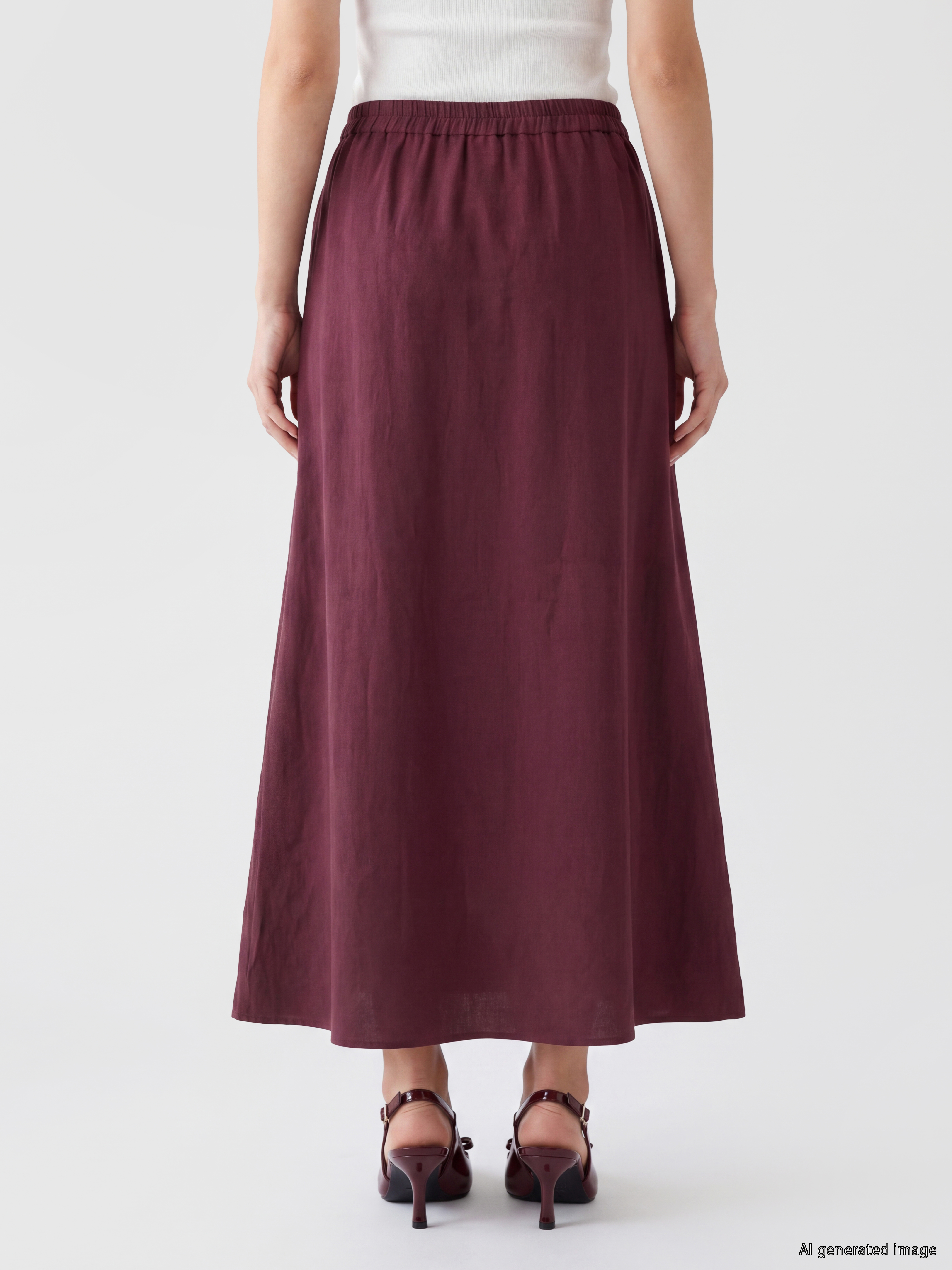 LCW Modest Beli Lastikli Modal Karışımlı Kloş Etek görsel 4