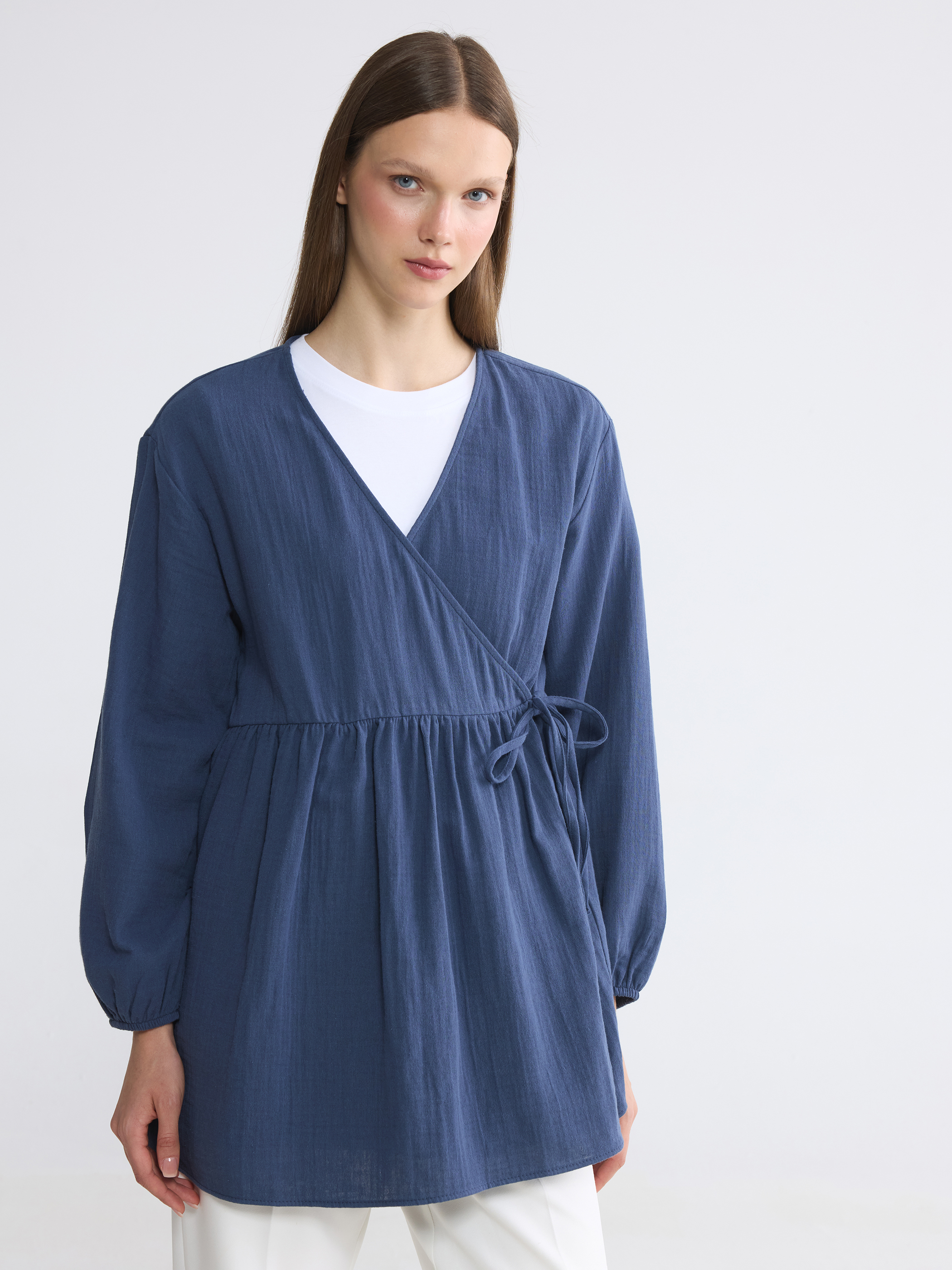LCW Modest Kruvaze Yaka Dokulu Kadın Kimono