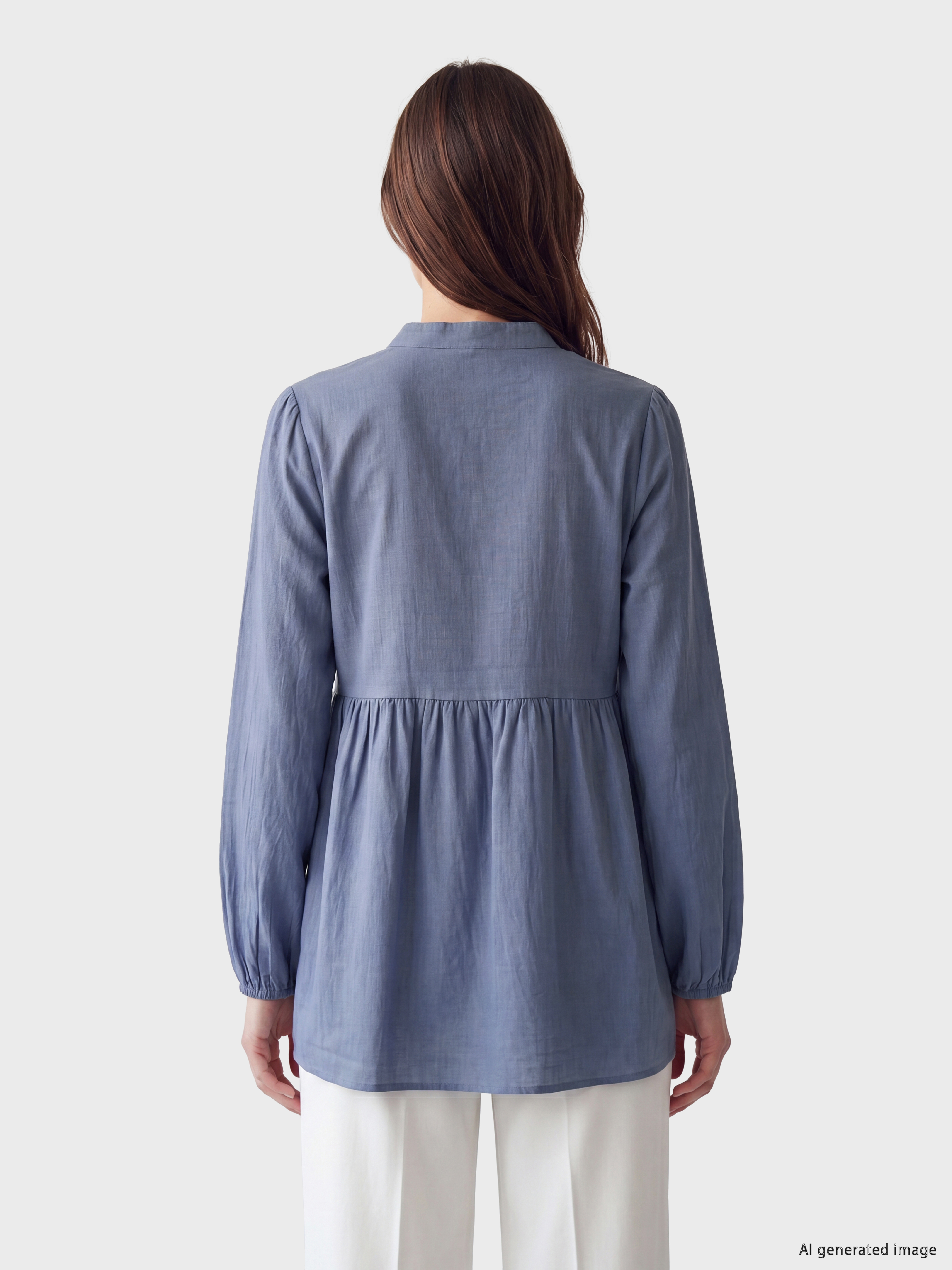LCW Modest Büzgülü Kadın Müslin Tunik görsel 4