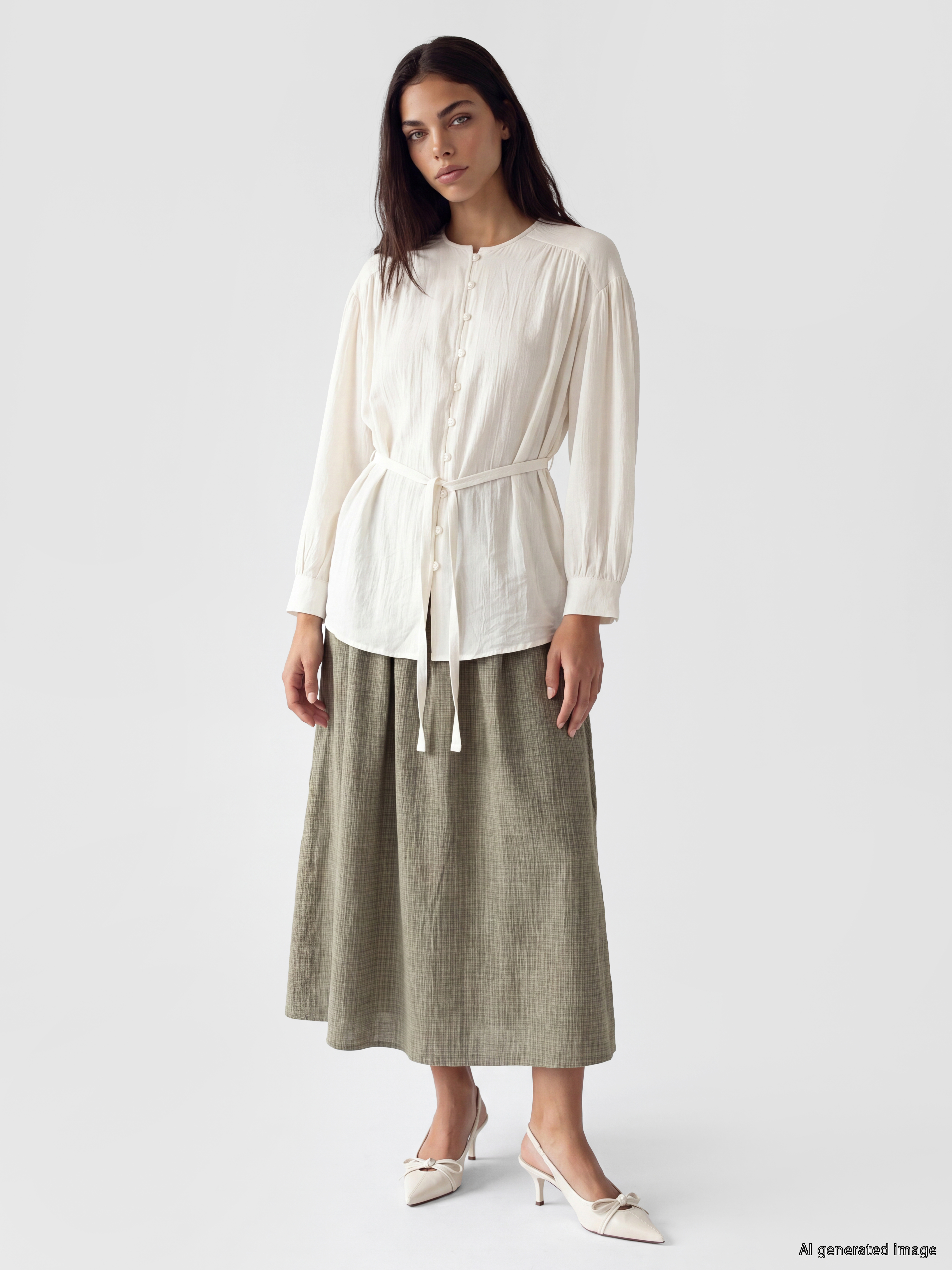 LCW Modest Krinkle Kadın Gömlek Tunik görsel 2