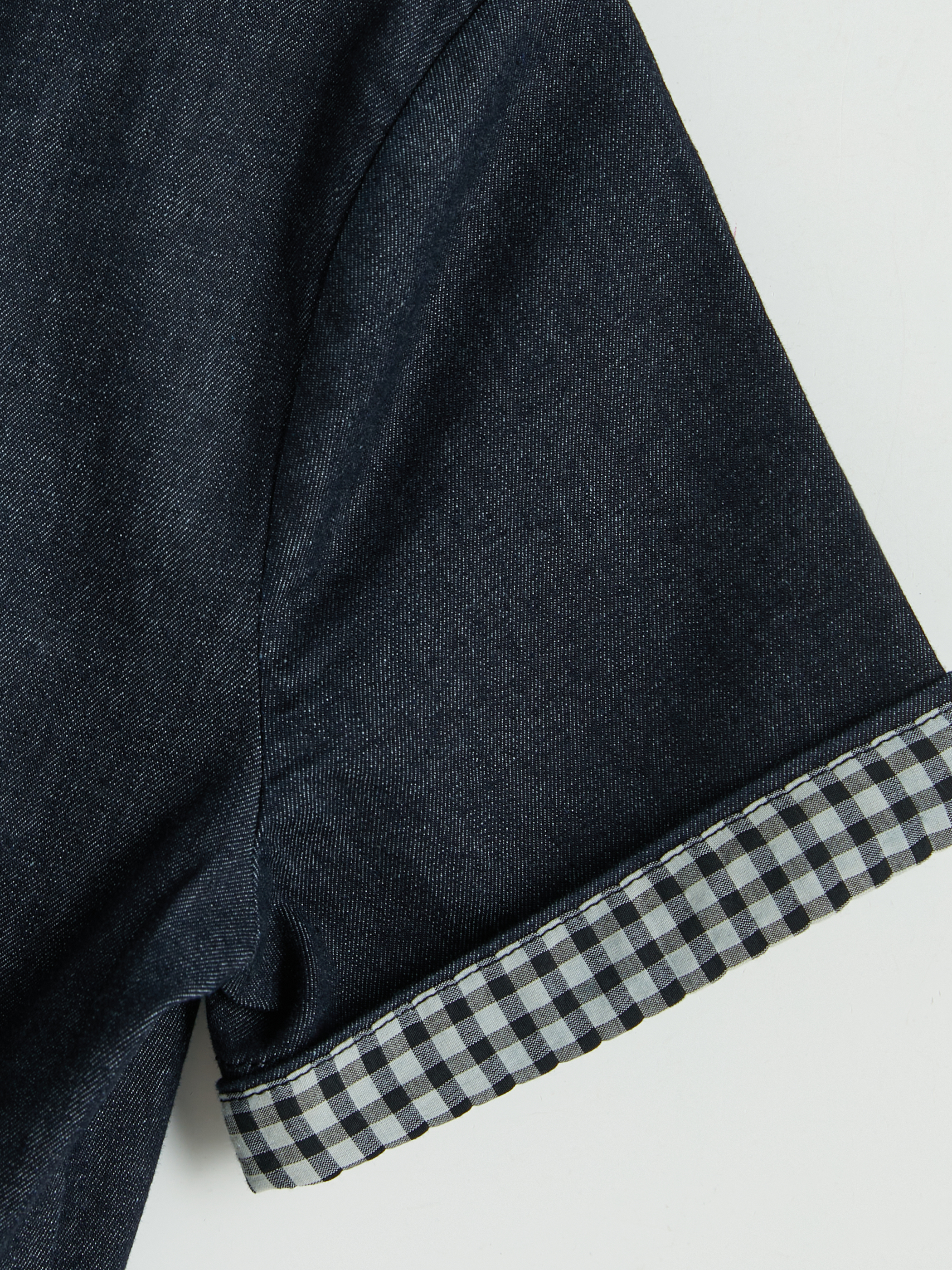 LCW Comfort Bisiklet Yaka Ekose Detaylı Mini Jean Elbise görsel 6