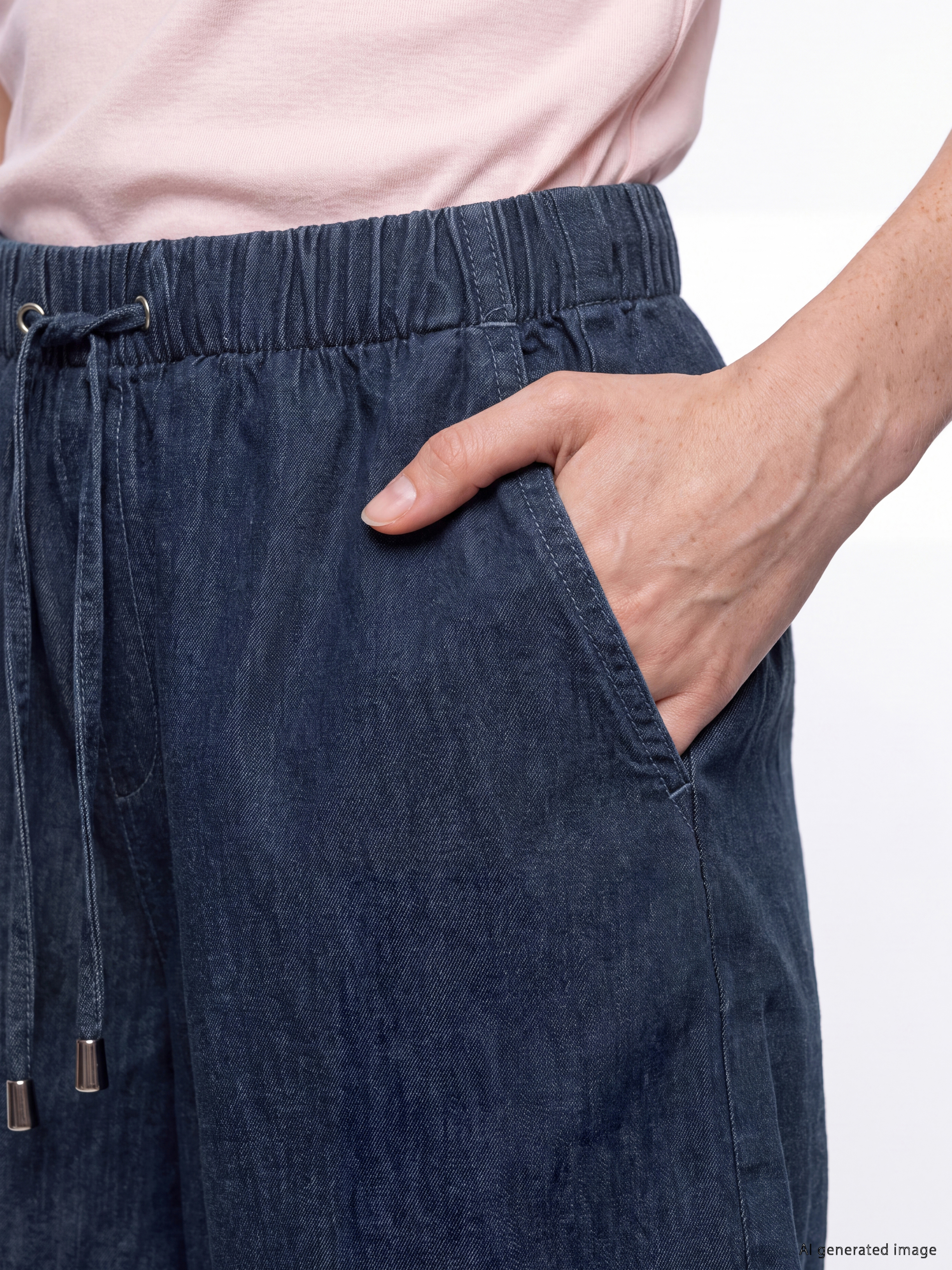 LCW Comfort Beli Lastikli Kadın Jean Şort görsel 3