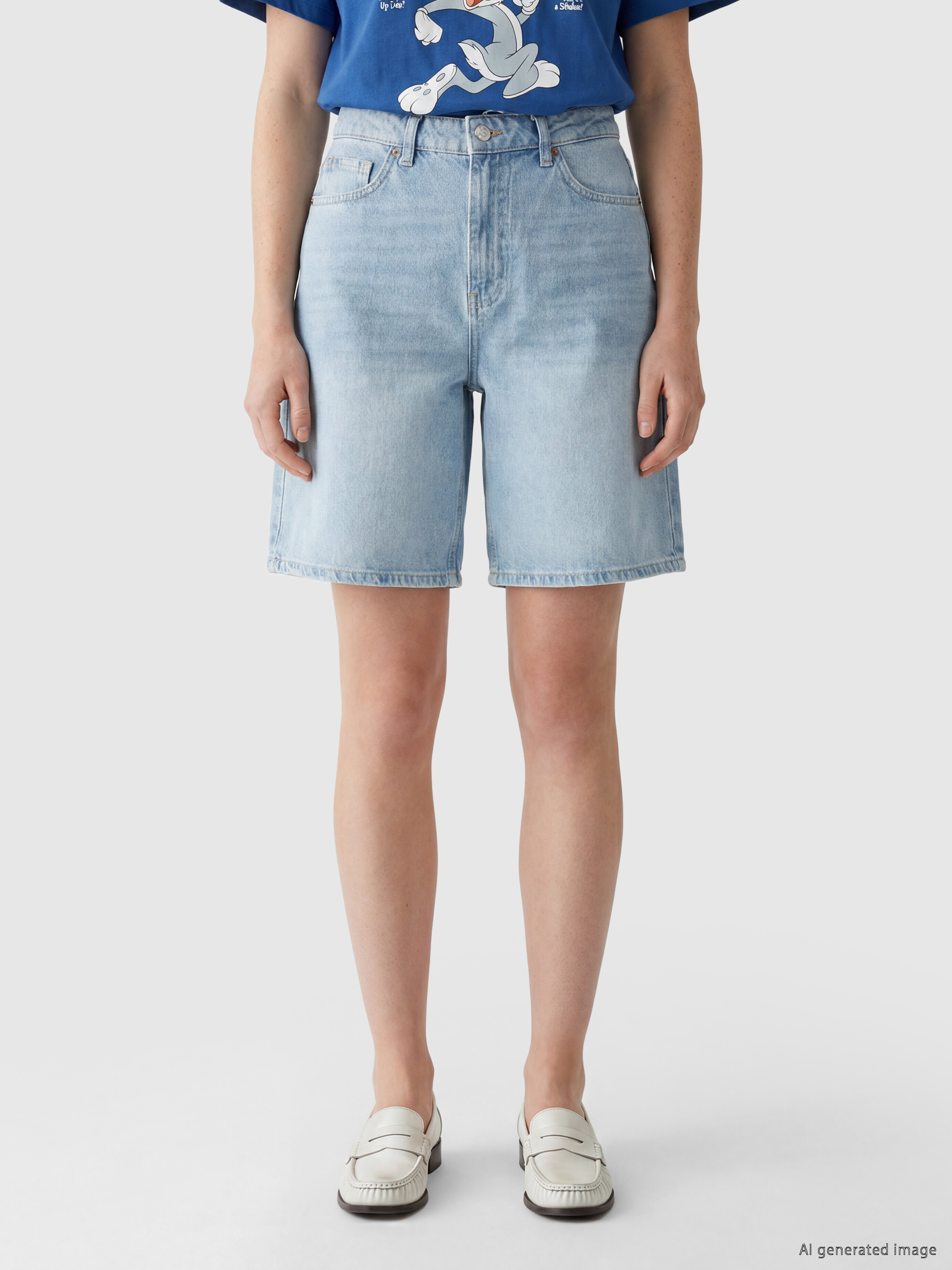 XSIDE Bermuda Fit Kadın Jean Şort görsel 2