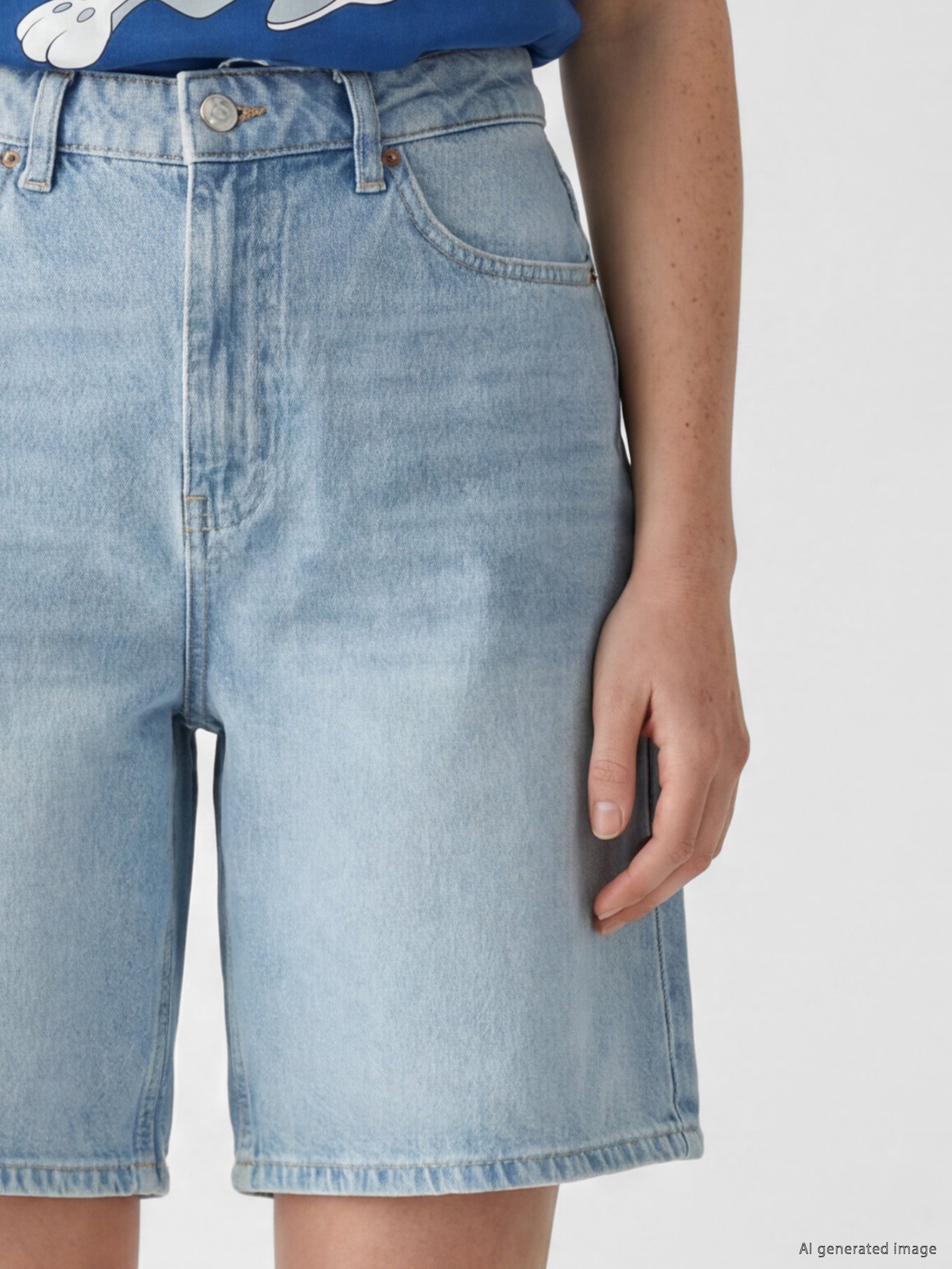 XSIDE Bermuda Fit Kadın Jean Şort görsel 3
