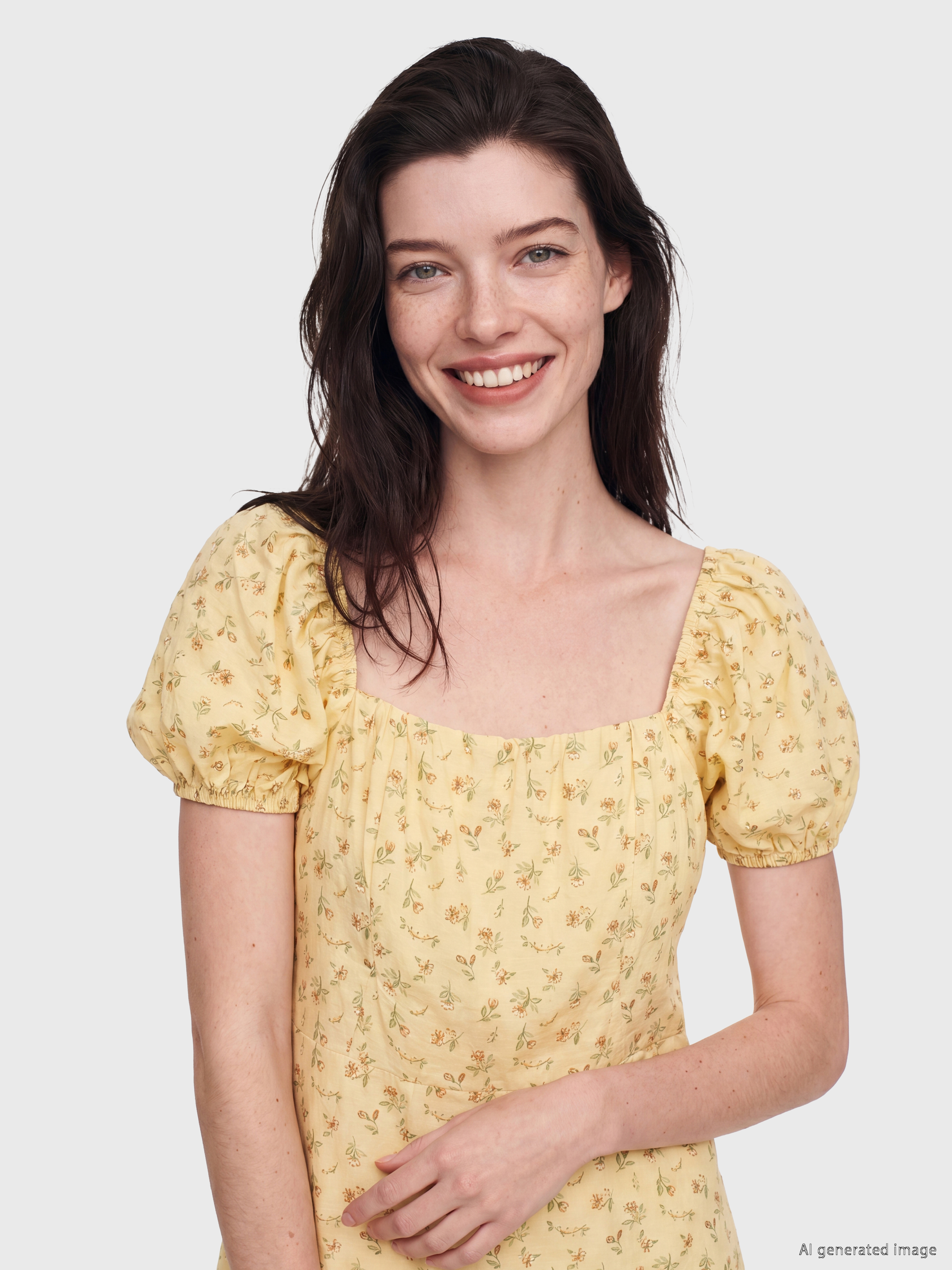 LCW Comfort Kare Yaka Çiçekli Mini Elbise görsel 2