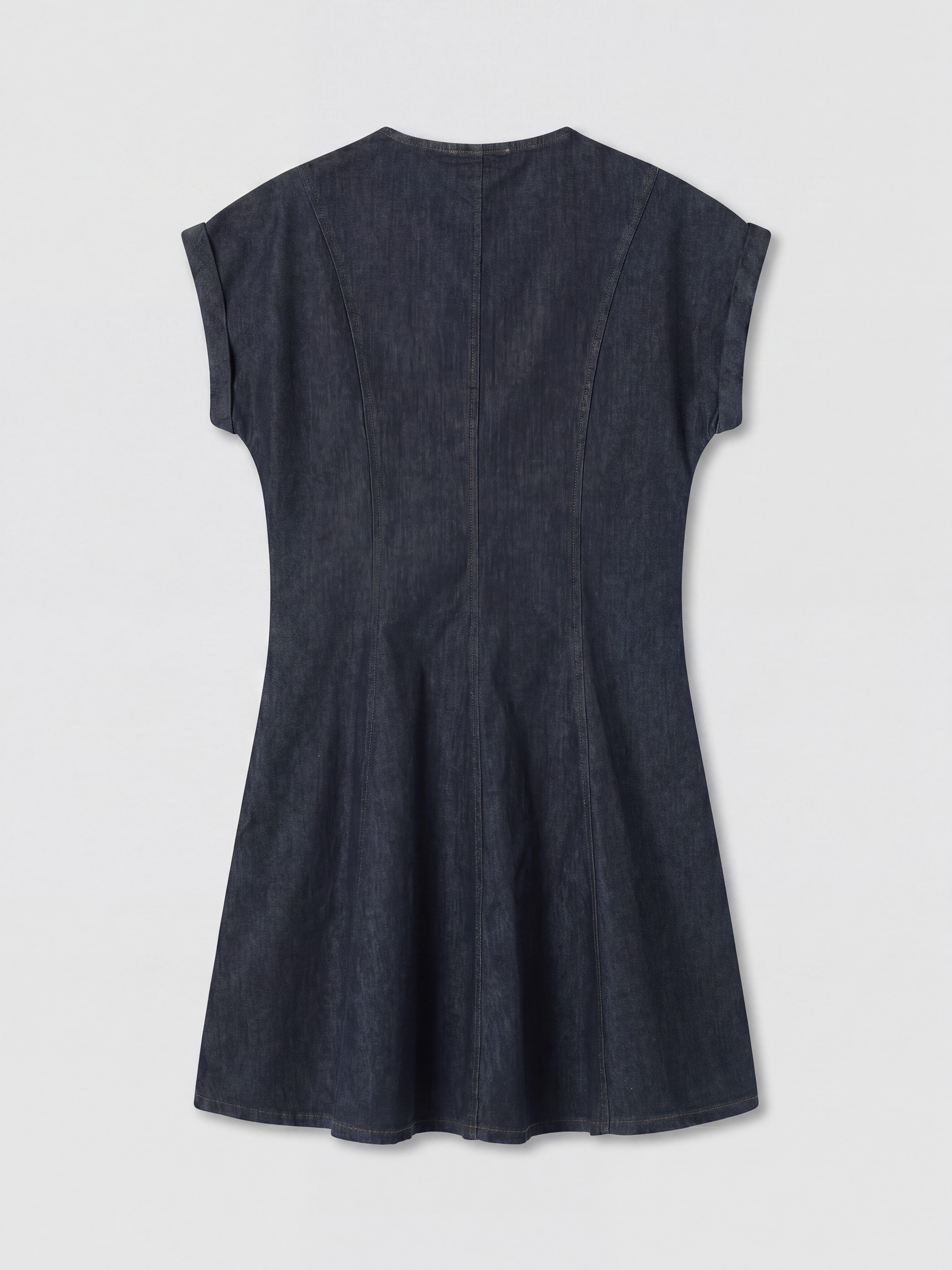 LCW Comfort Kaçık Yaka Mini Jean Elbise görsel 6