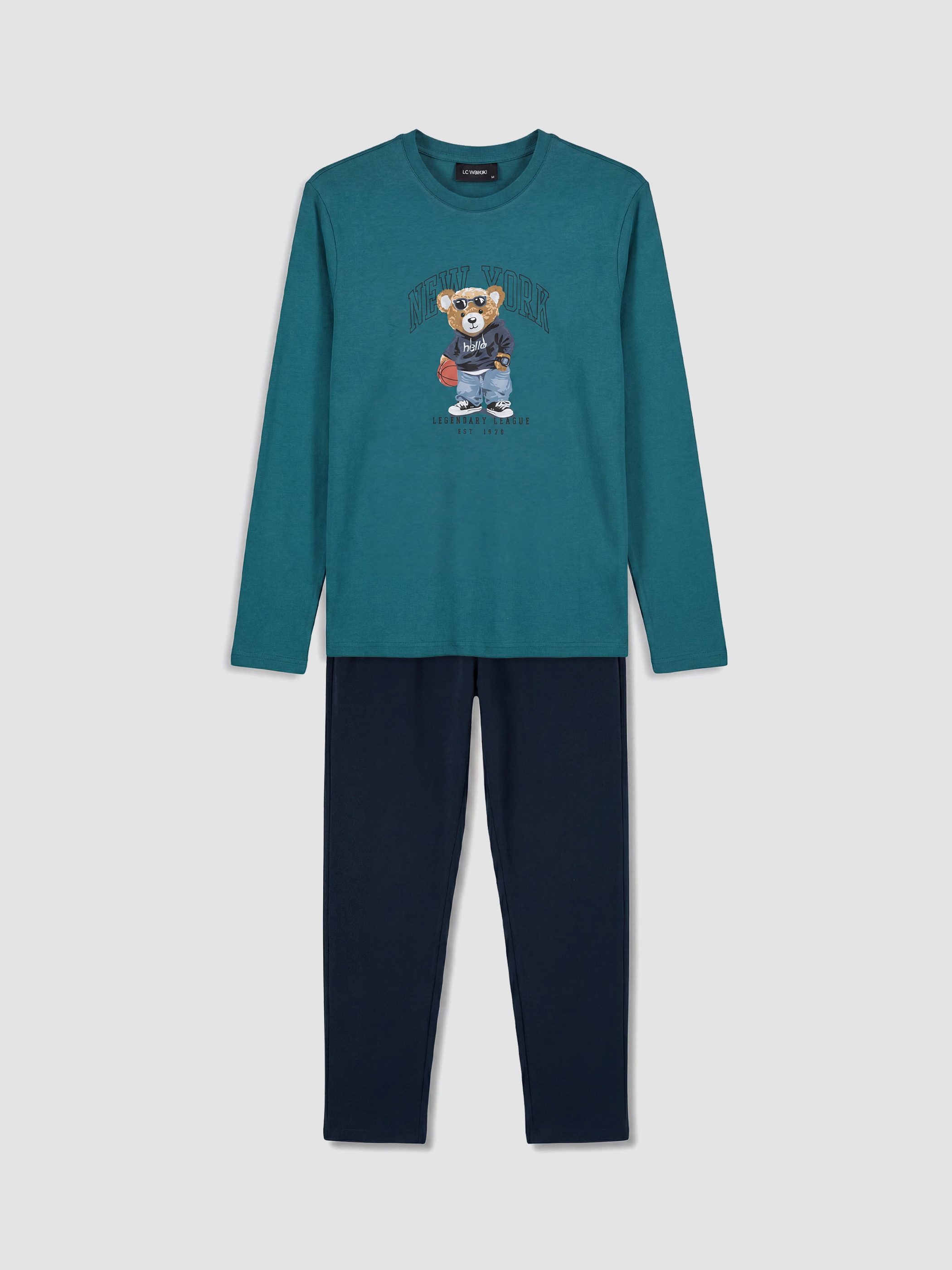LC WAIKIKI Regular Fit Teddy Baskılı Erkek Pijama Takımı görsel 5