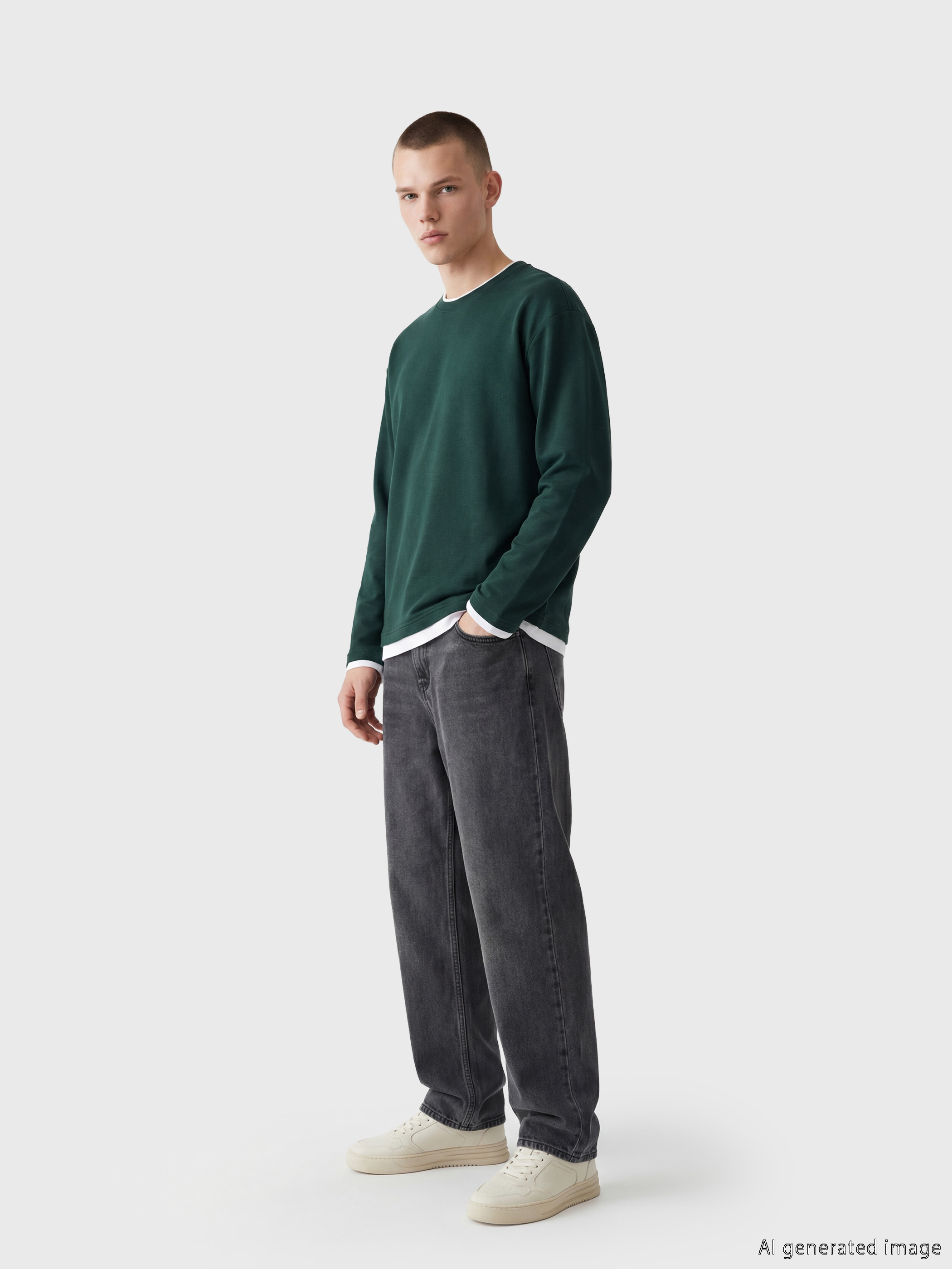 XSIDE Bisiklet Yaka Katman Görünümlü Erkek Sweatshirt görsel 2