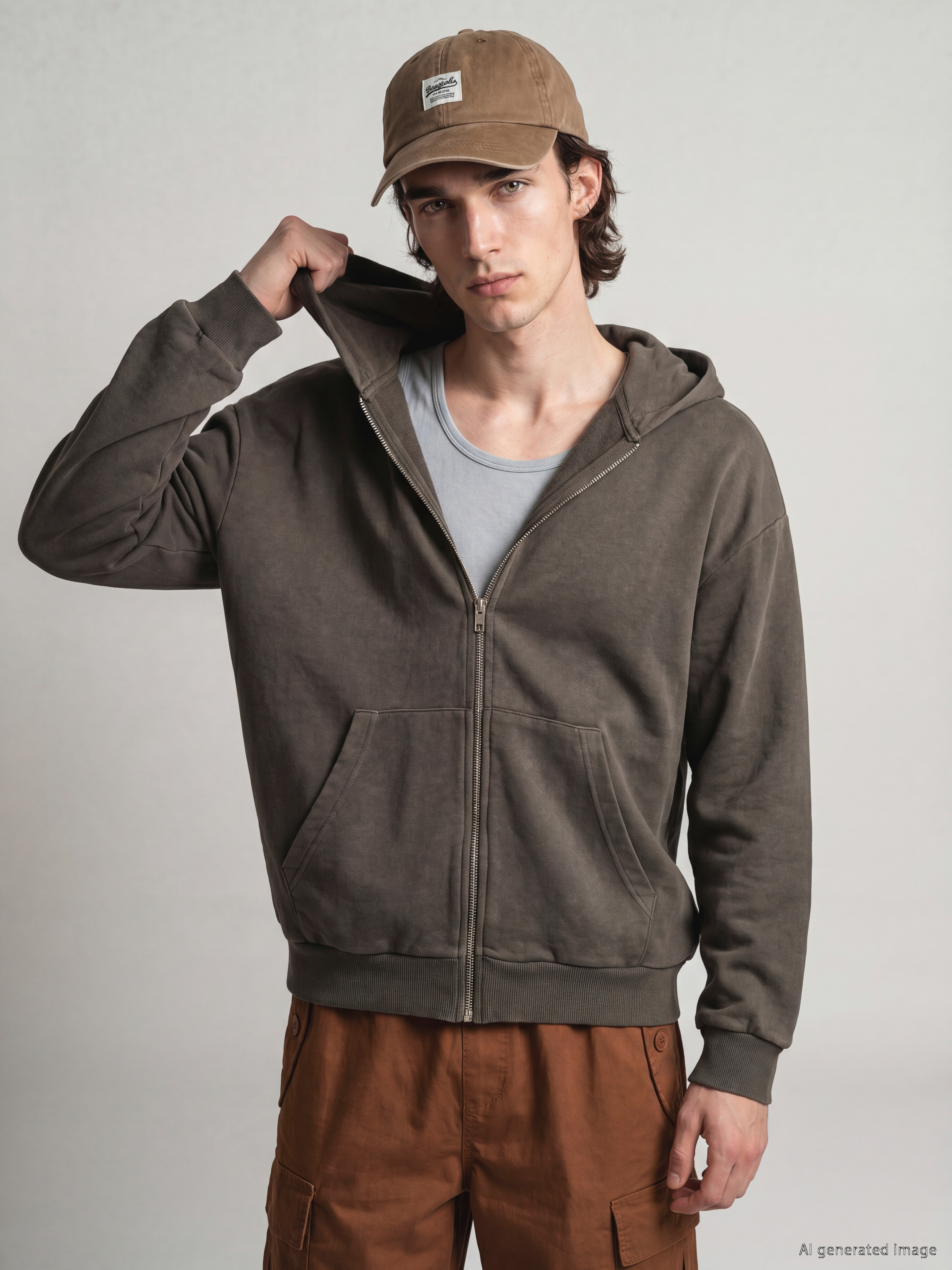 XSIDE Kapüşonlu Erkek Fermuarlı Sweatshirt