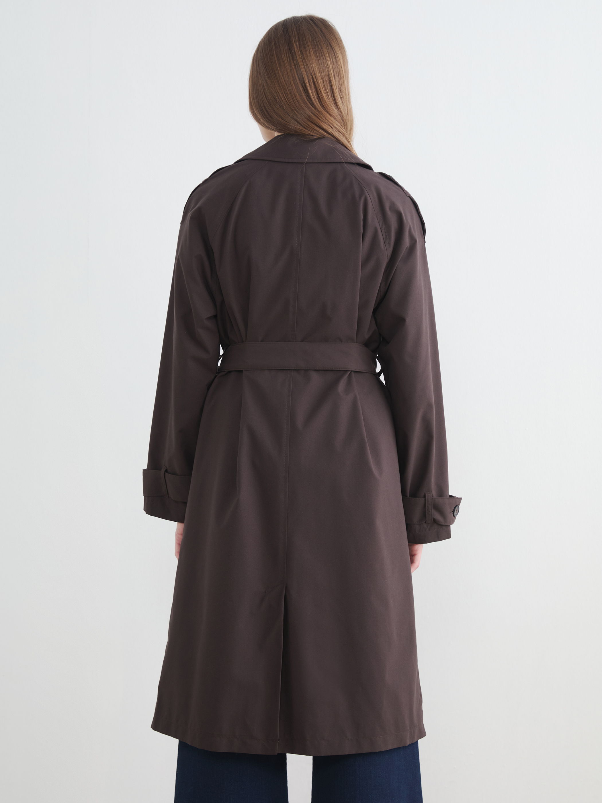 LCW Modest Kruvaze Yaka Kuşaklı Kadın Trençkot görsel 5
