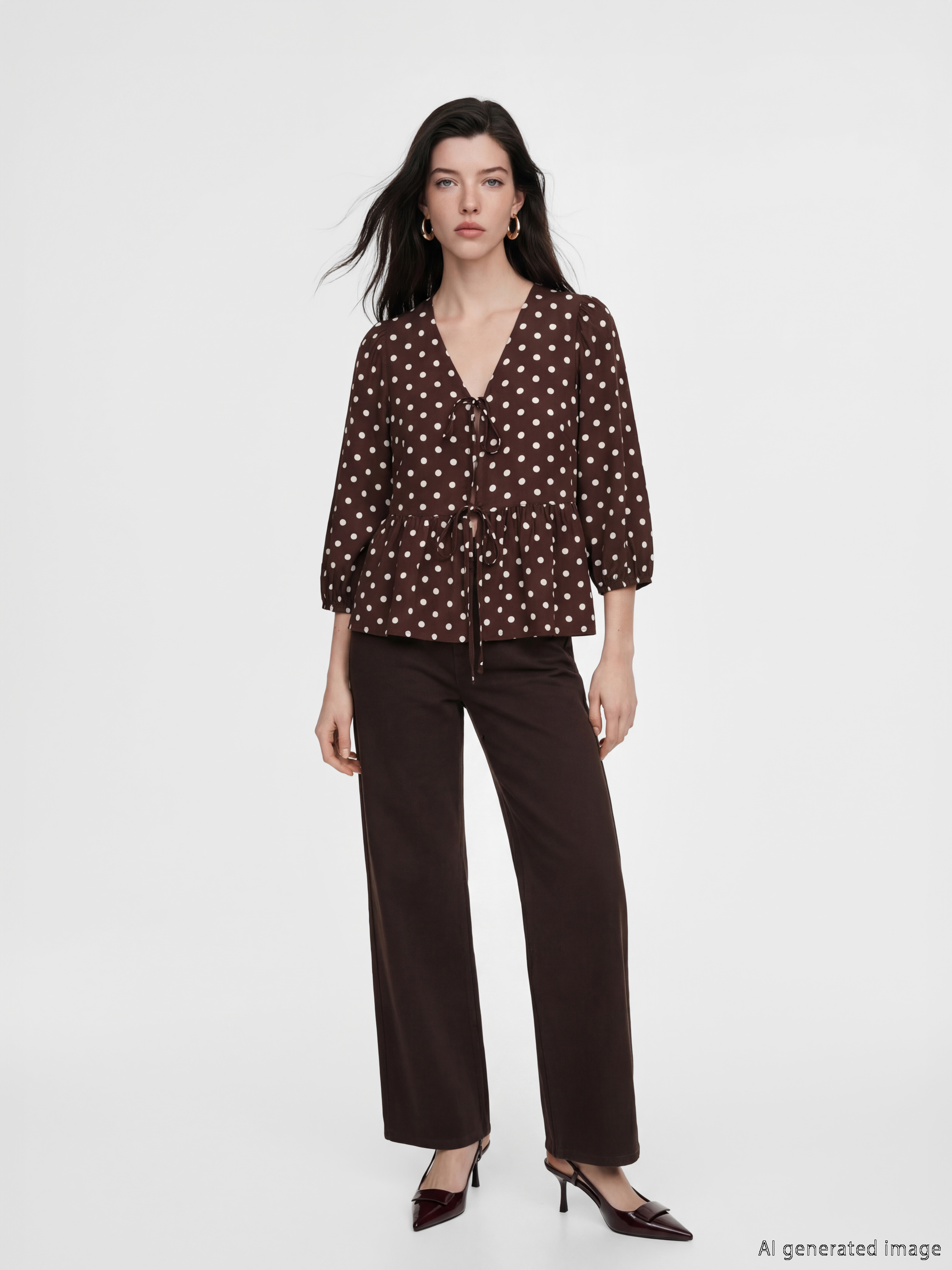LCW Comfort V Yaka Puantiyeli Bluz görsel 3